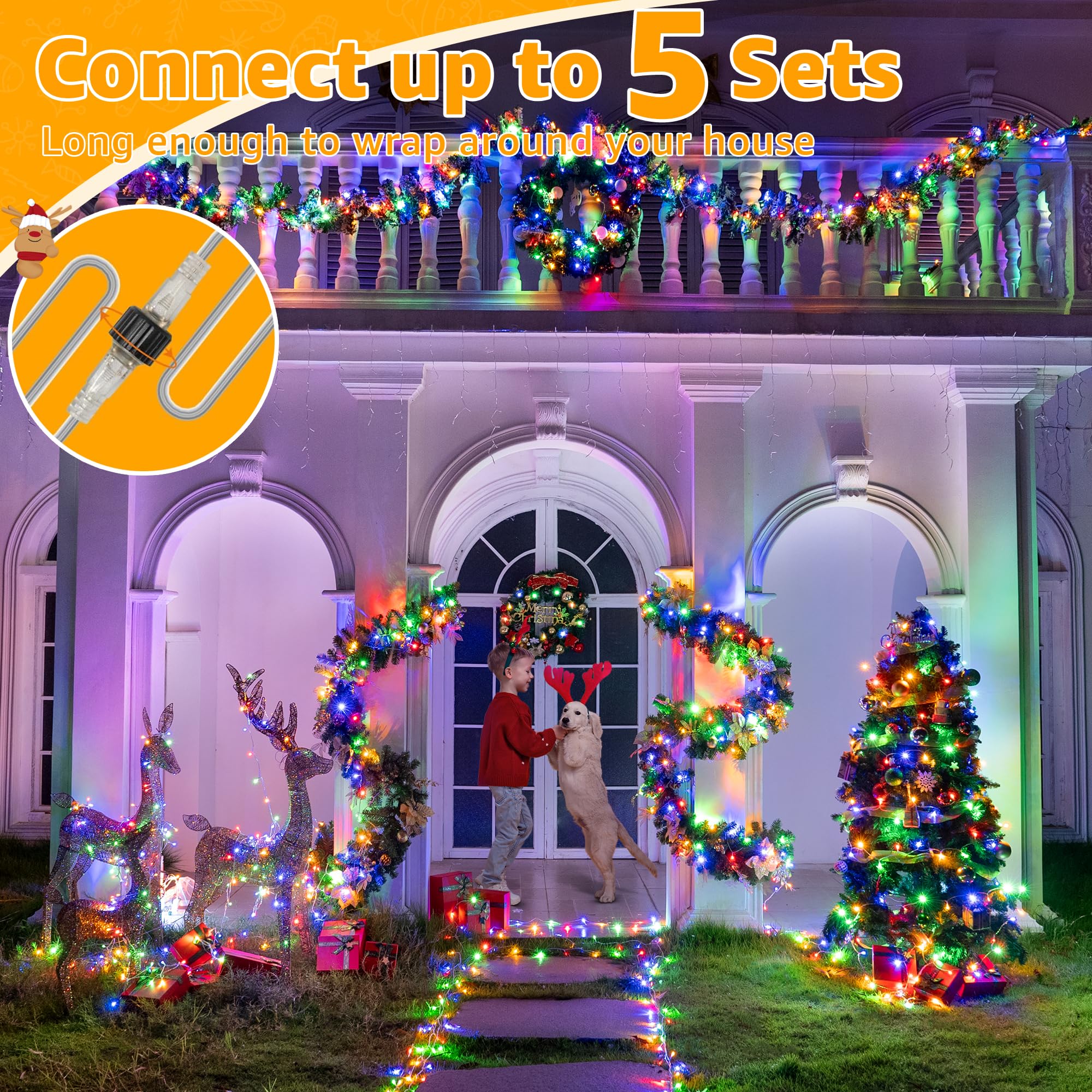 Ollny String Lights 120Led 40Ft, Multicolor Fairy Lights Waterproof Connectable Timer, 8 Modes Plug In Christmas Lights For Bedroom Outdoor Party Indoor Classroom Decorations