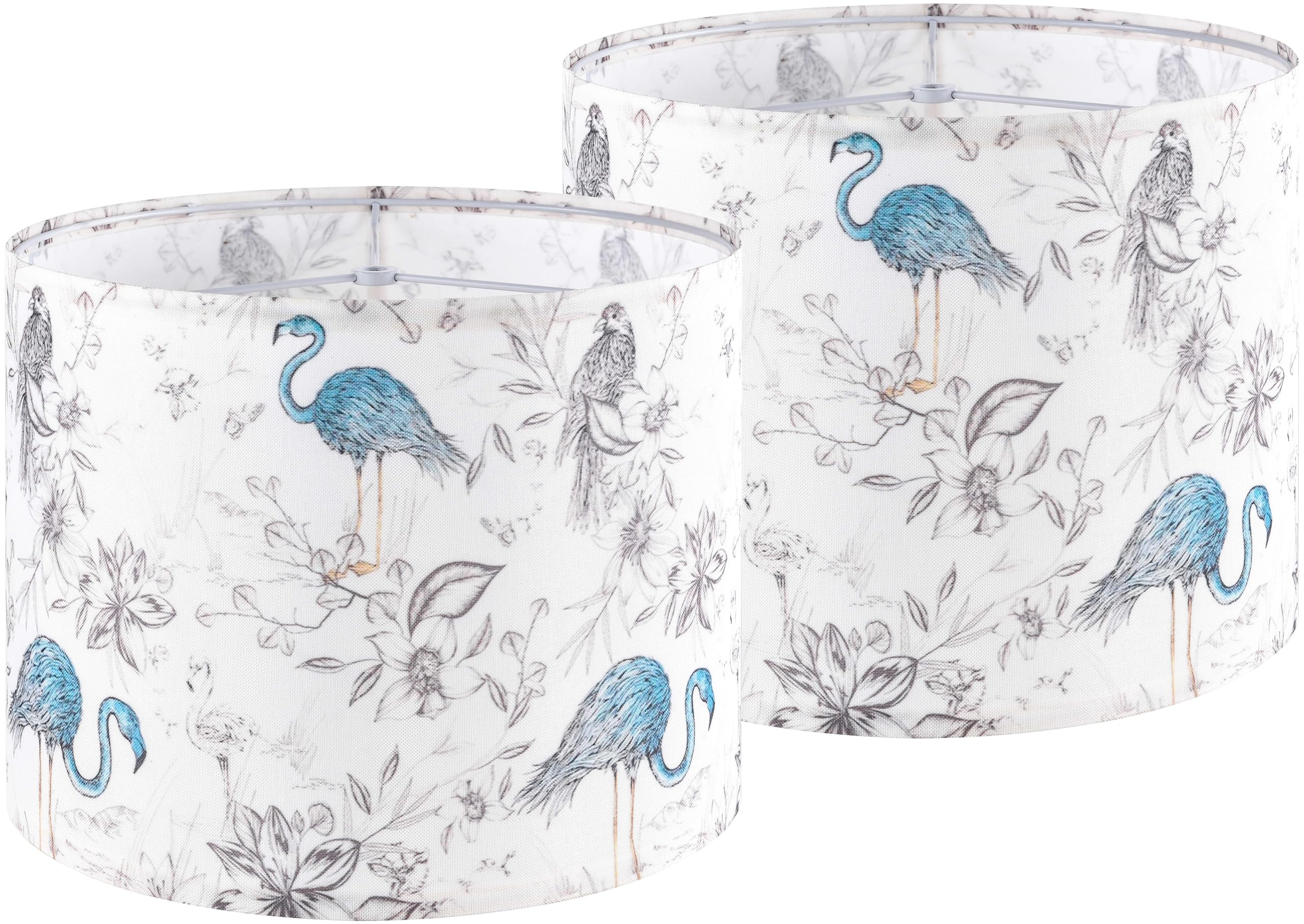 GOSO 2pcs Medium Lampshade Polyester Fiber Printing Flamingo Drum Lamp Shade For TableLamp,Floor Lamps,Diy Pendant Light,Wall Ha
