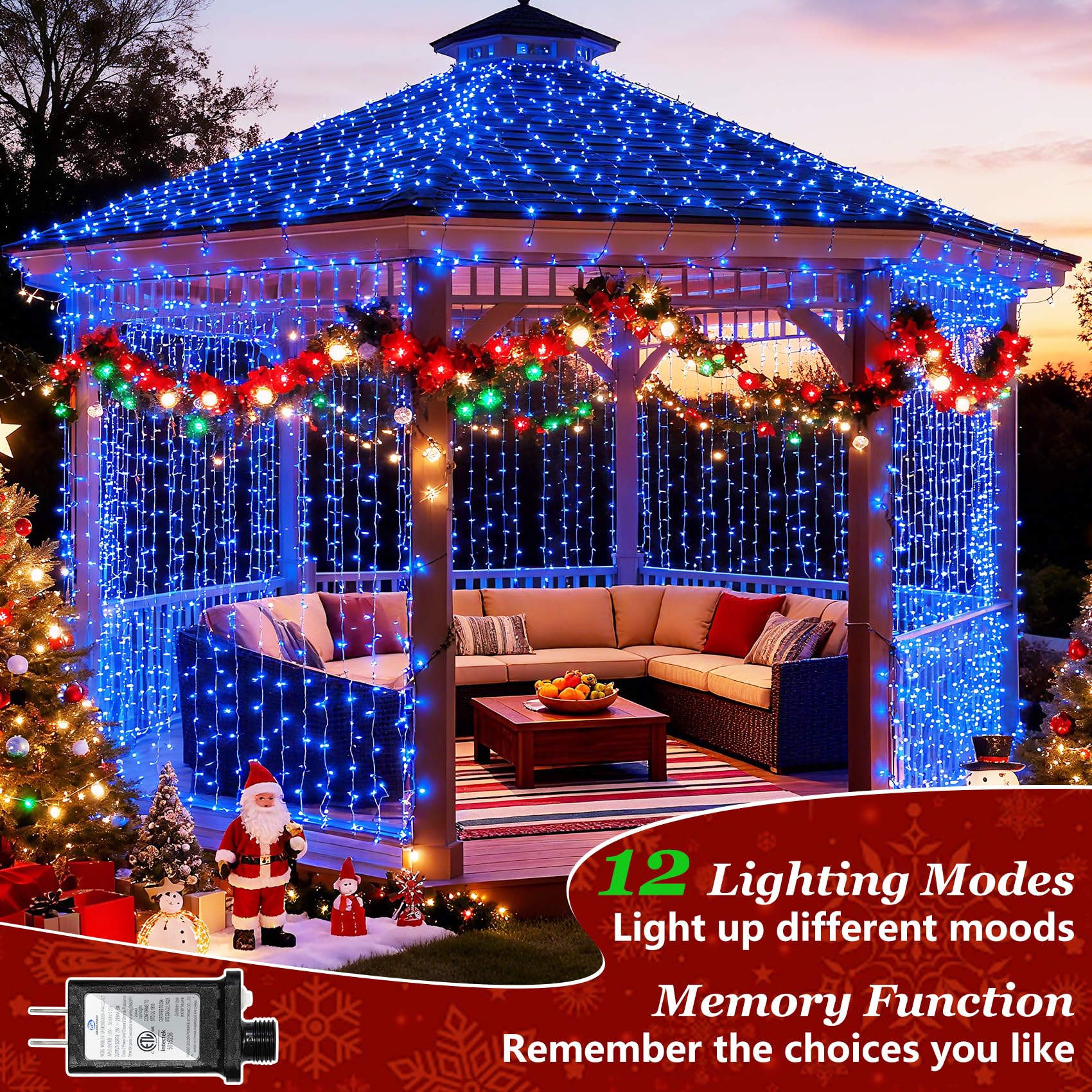 300 Led Indoor String Lights With 12 Modes  Green Wire Connectable Christmas Tree Lights With Timer  Dimmable Twinkle Fairy Lights  75Ft Led Lights For Bedroom Outdoor Patio Party Xmas Decor  Blue