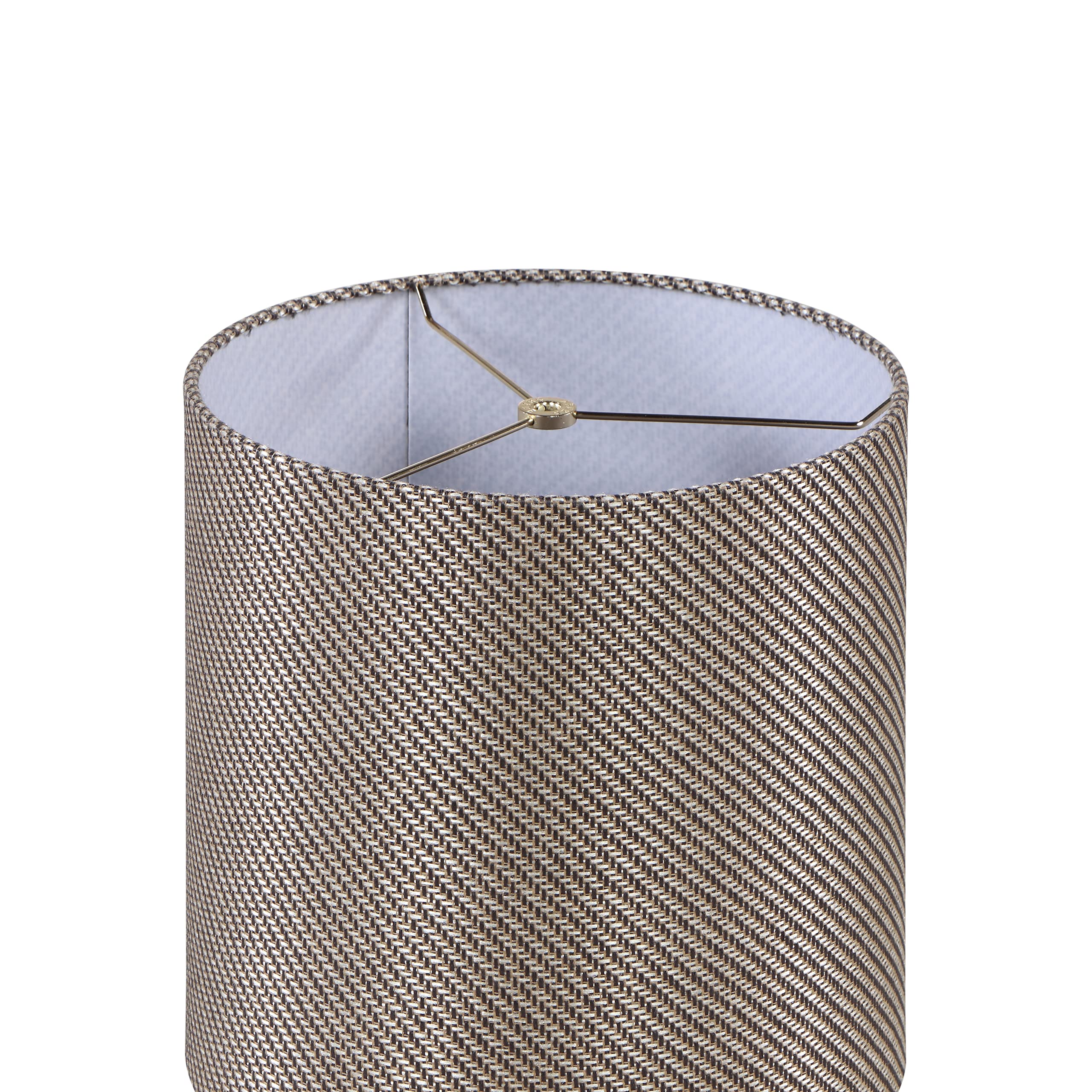 Aspen Creative 31608, Hardback Drum Contemporary Spider Lamp Shade, Rattan Pattern Textured Fabric, 12&quot; Top X 12&quot; Bottom X 12&quot; Height, Tan & Black