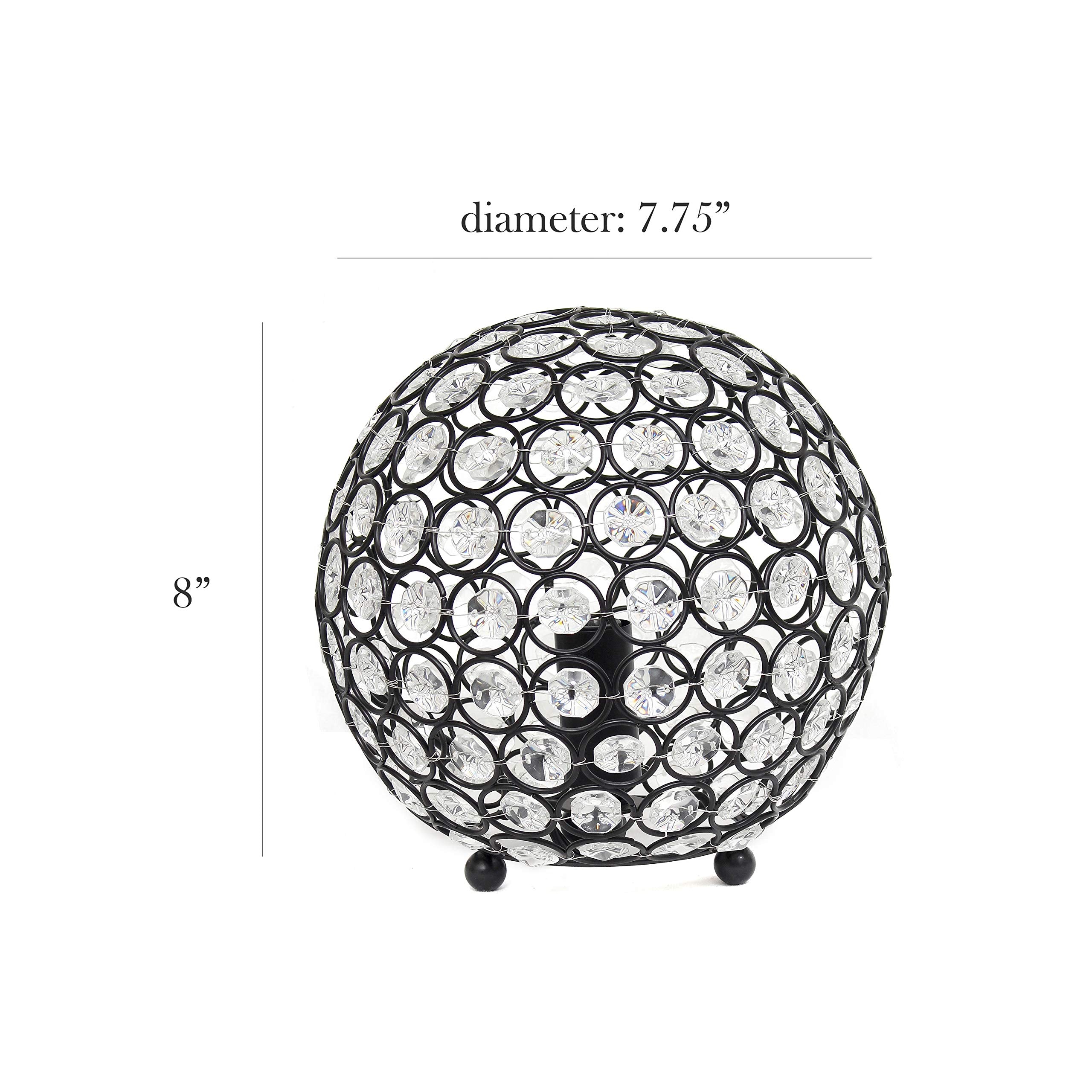 Elegant Designs LT1026-RBZ 8in Crystal Ball Table Lamp, Restoration Bronze, Accent Lighting for Living Room