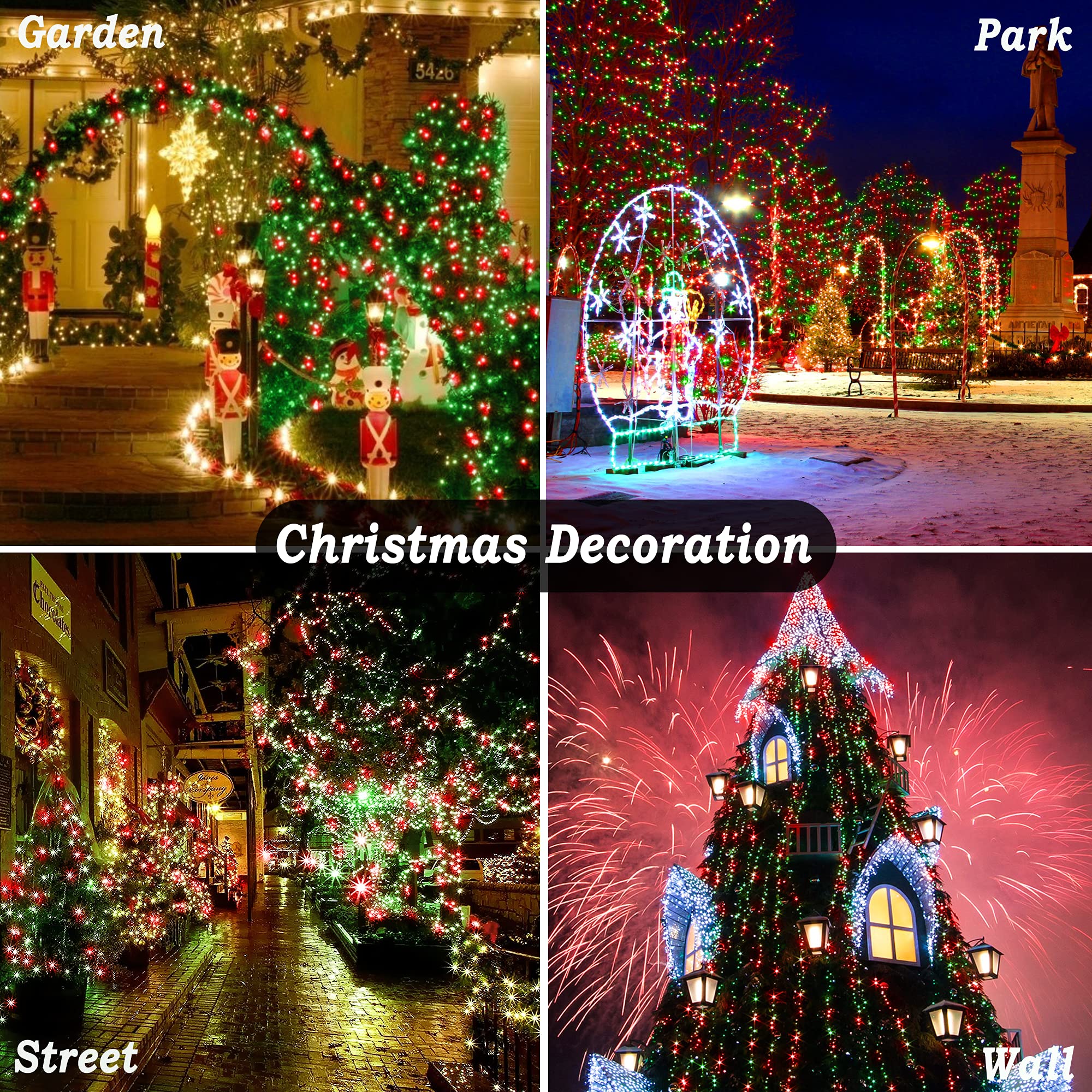 Knonew 403Ft 1000 Led Christmas String Lights Outdoor 8 Modes & Timer Fairy Light Plug In Waterproof Outside Lights For Xmas Yar