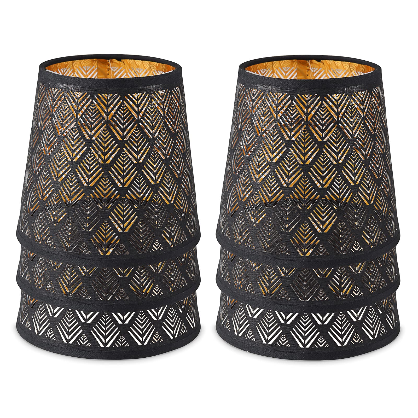 YISUN Chandelier Shades, Crystal Clip On Lamp Shade, Black, Set of 6, Model DF-LCZD10-DKA, Cloth and PVC Material