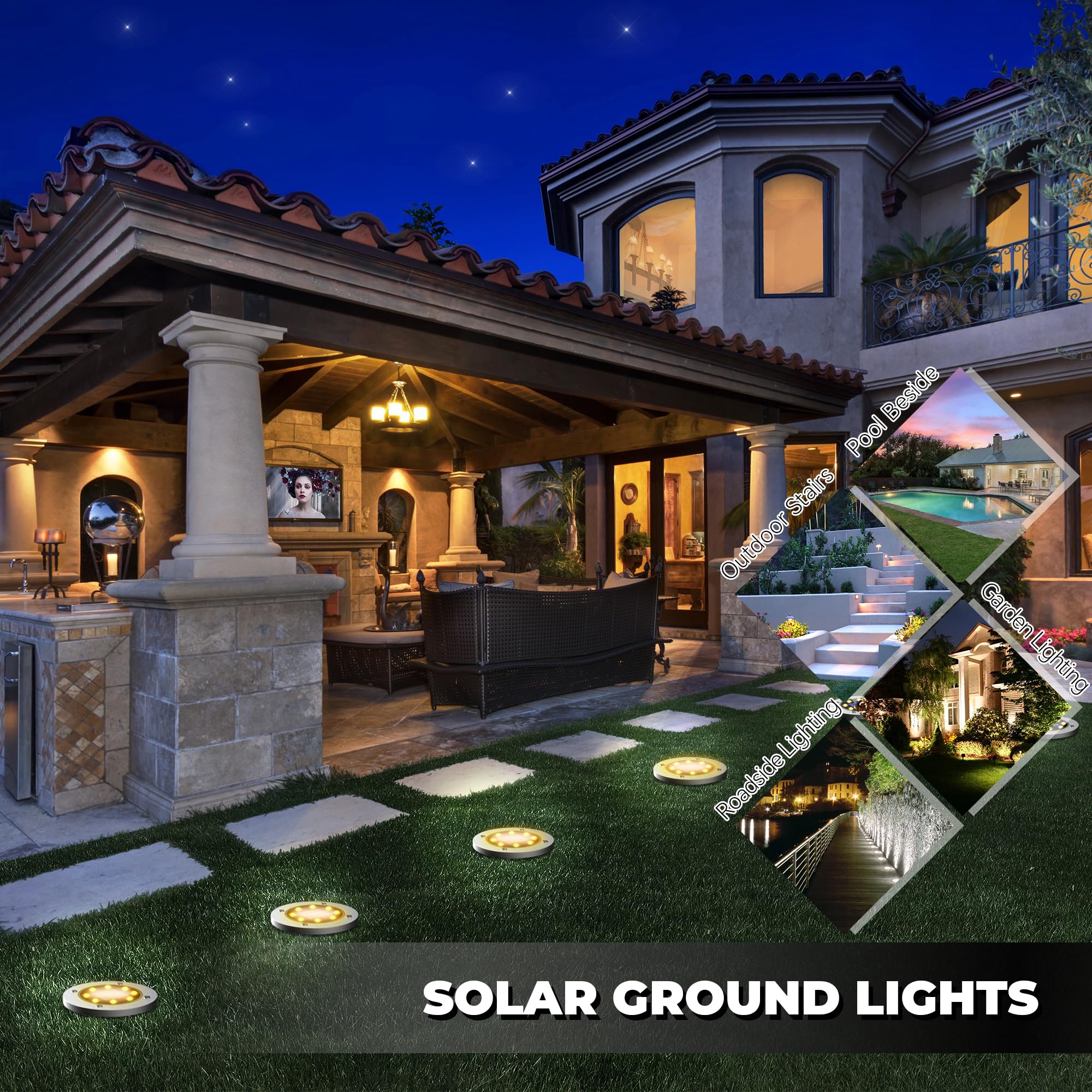 Duudo Solar Lights Outdoor Waterproof 12Pack, Solar Garden Lights Pathway Lights Bright In-Ground Lights Landscape Lighting Outd