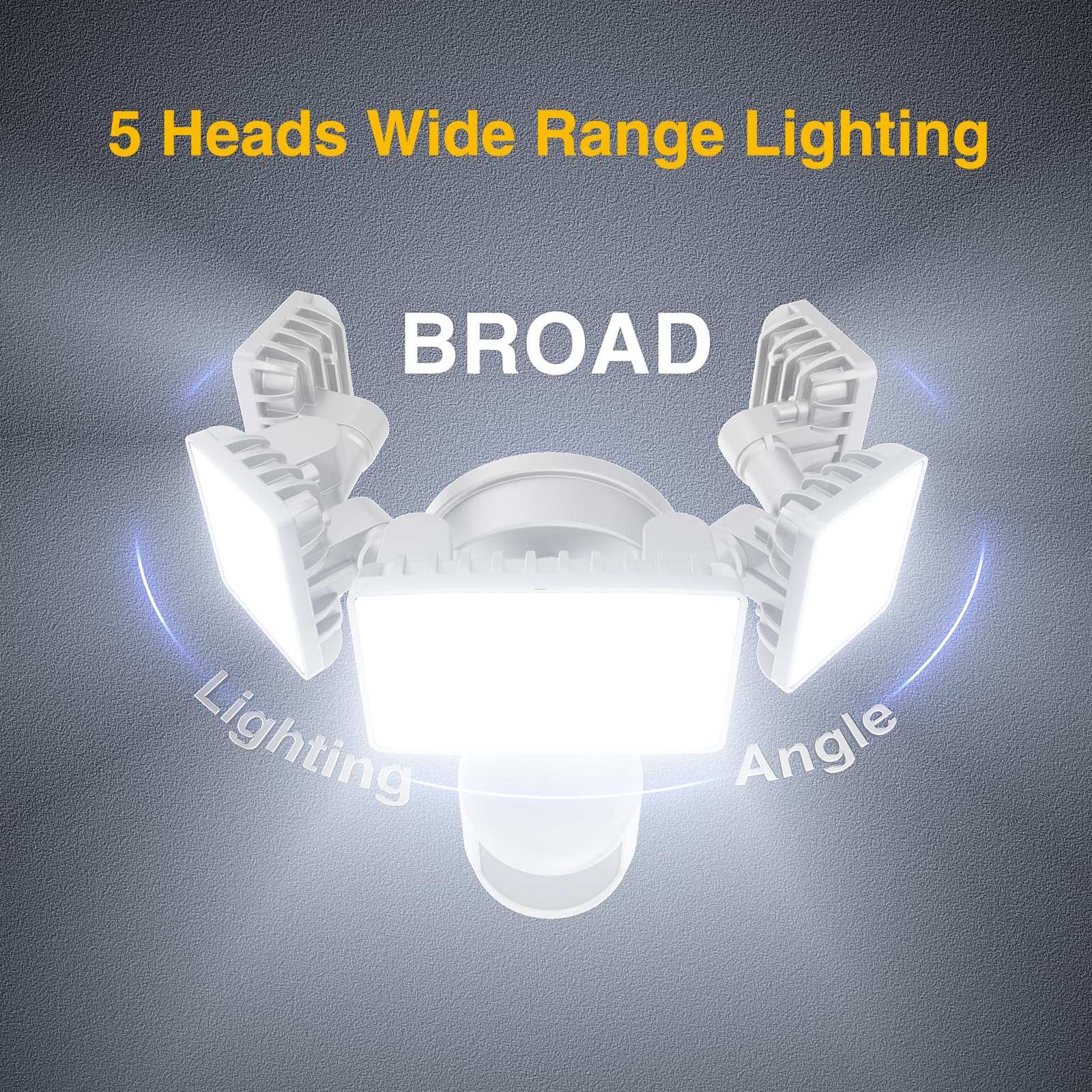 Onforu 55W LED Security Lights - 5 Heads, 5000LM, Motion Sensor, 360° Wide Angle, IP65 Waterproof, White, Model BDBS55G-