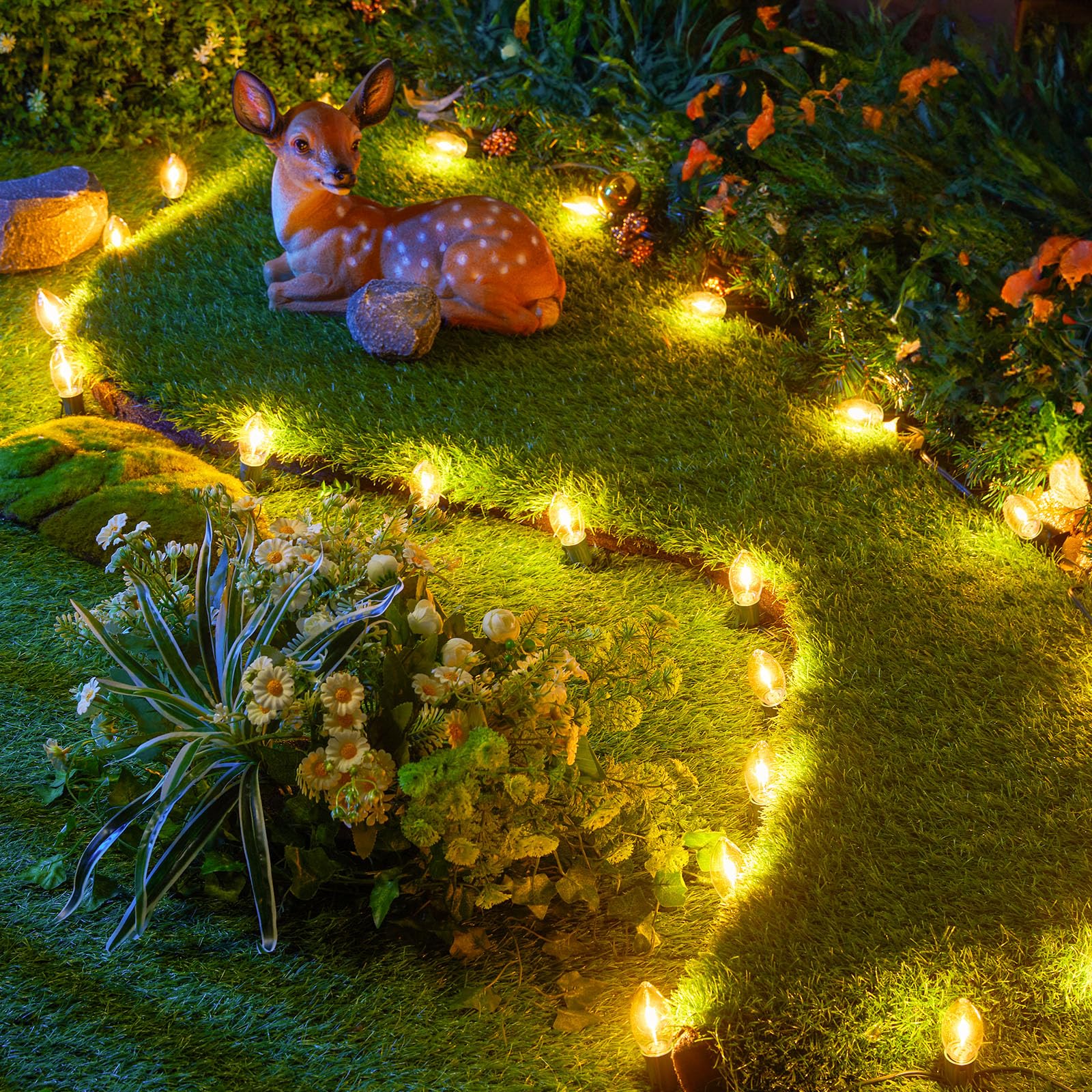 Brightown 50 Pack C7 Led Christmas Light Bulbs, Plastic C7 Replacement Bulbs, E12 Candelabra Base Commercial Dimmable Holiday Bu