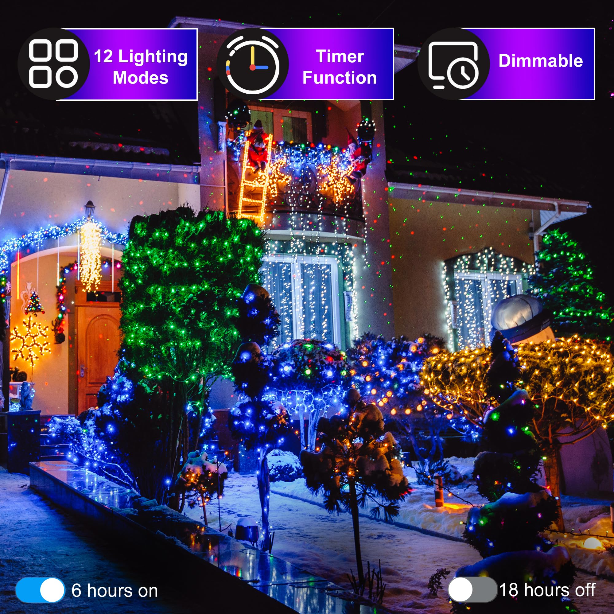 Xikengshq 750Led Christmas Lights Outdoor Use  240Ft 12 Modes Blue Led String Lights With Timer Dimmable  Waterproof Christmas Tree Lights For Xmas Patio Yard Fence Balcony Garden Party Decor Blue