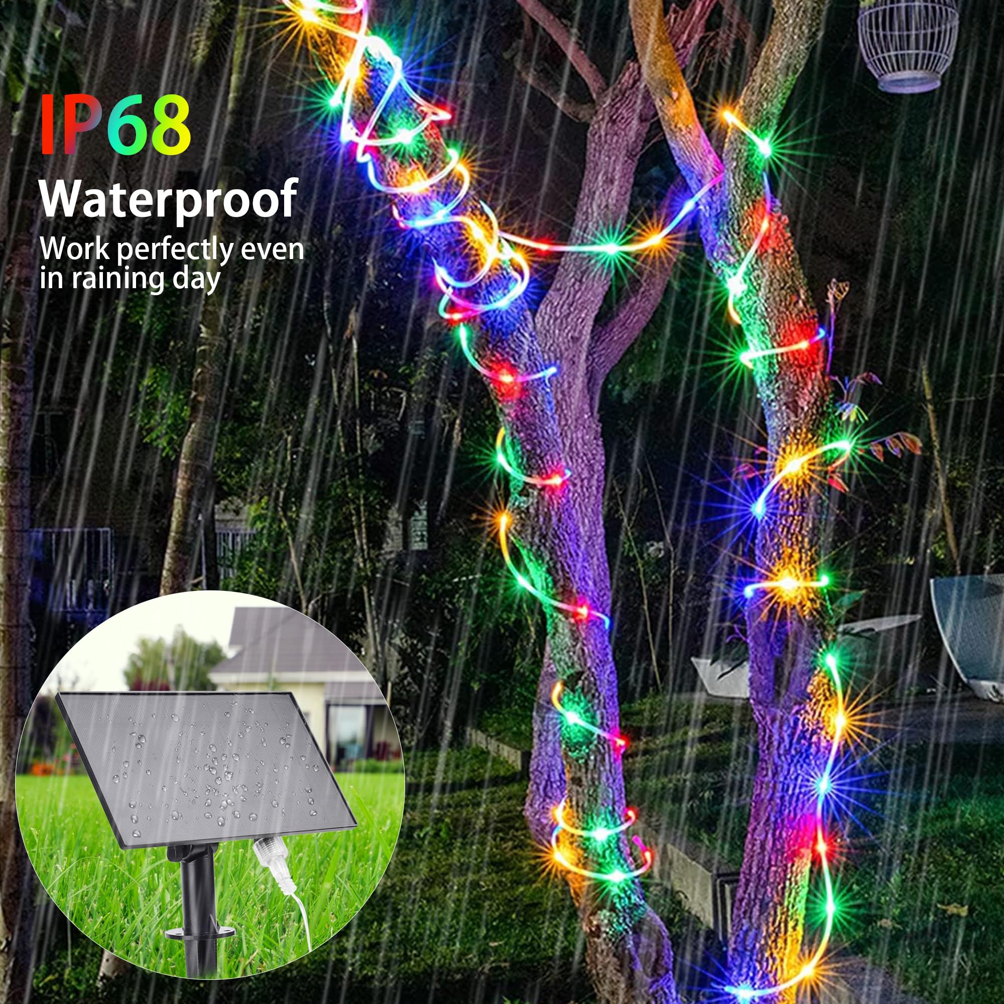 Nazuwke 99FT Solar Rope Lights, 300 LED Multicolor Fairy Tube Lighting, USB & Solar Powered, Waterproof, Remote Control, Model NA-S99