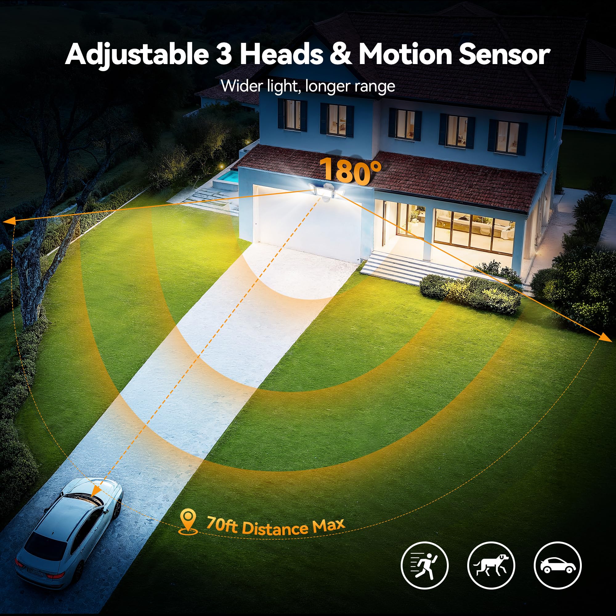 TECKNET Motion Sensor Outdoor Lights, 4200LM, IP66 Waterproof, 1 Pack, Neutral White, Model TK-LL001