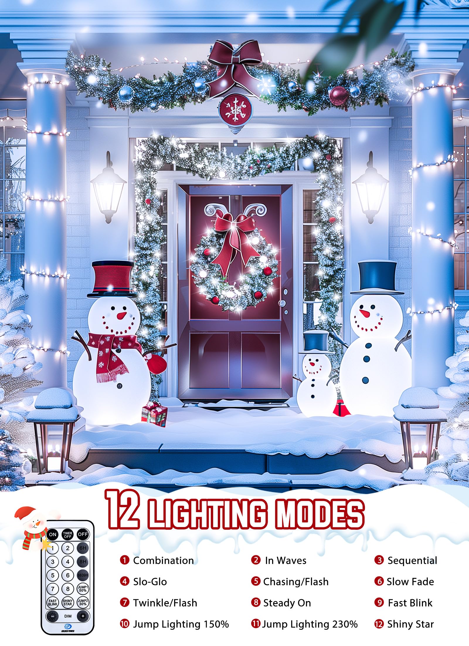 Brightown Christmas Tree Lights Outdoor Cluster Lights - 2000 Led 100 Ft Christmas Firecrackers String Lights, 12 Modes Timer Remote Waterproof Plug In Twinkle Lights For Xmas Tree Party, Cool White