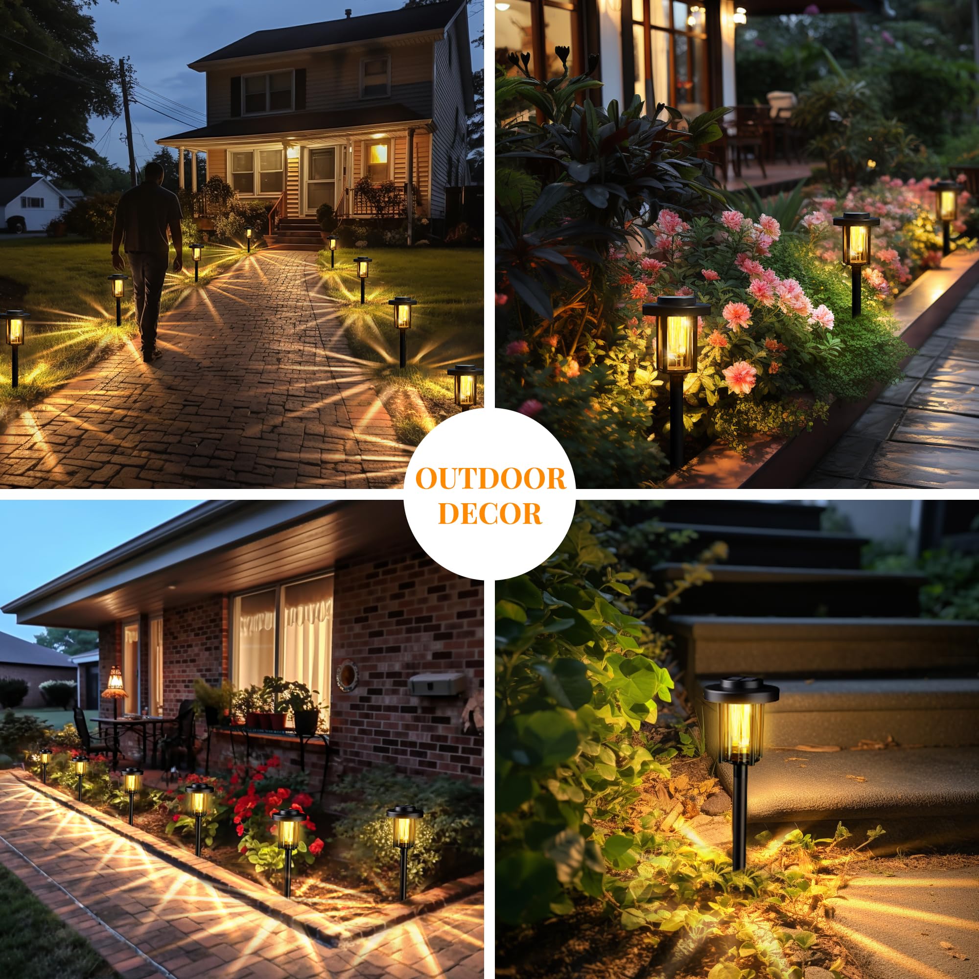 Gigalumi Solar Pathway Lights Outdoor  8Pack Gardening Light Ip65 Waterproof Landscape Lighting For Yard And Walkway  Garden Decorations For Outside Patio Porch  Warm White