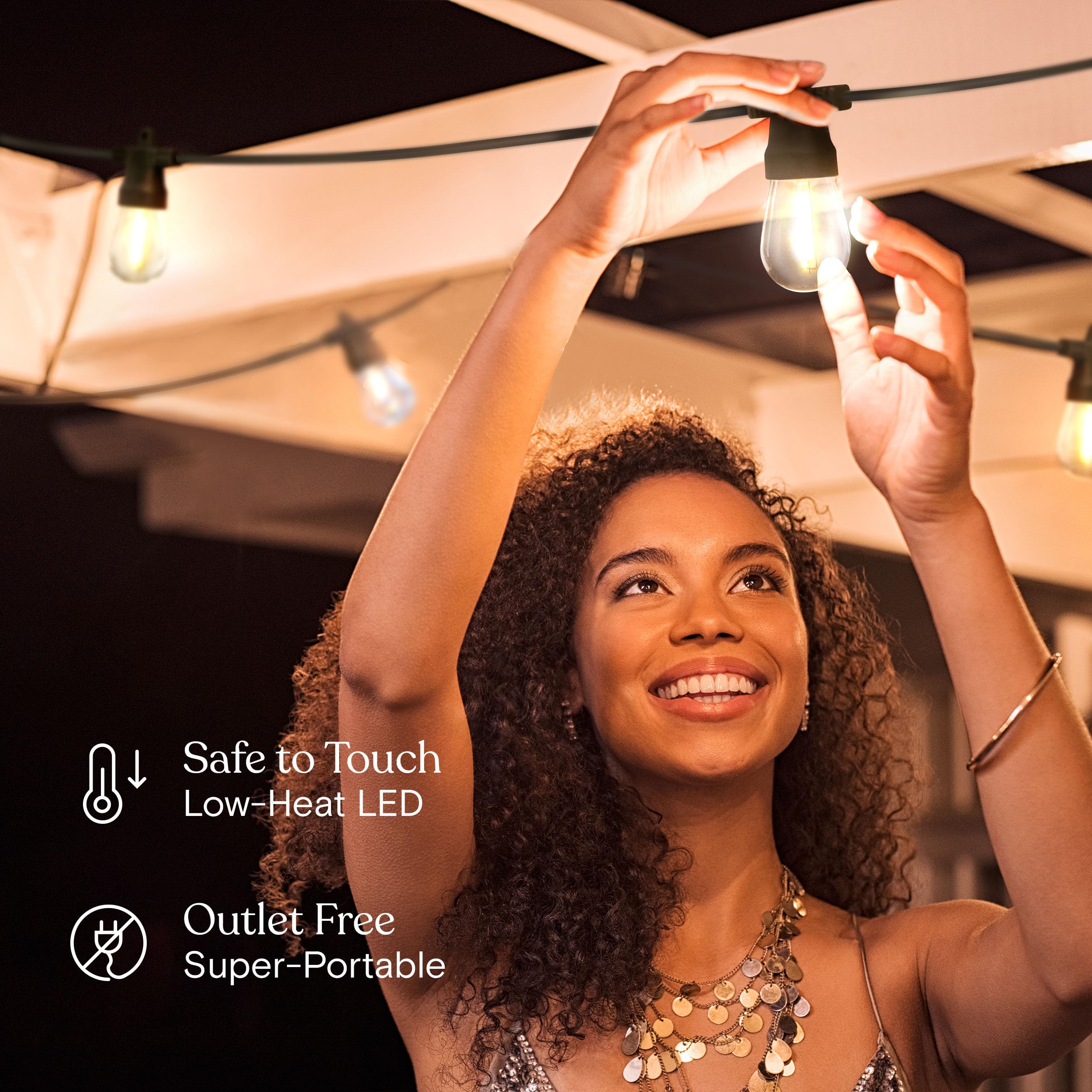 Brightech Ambience Pro String Lights - 24 Ft Waterproof Outdoor Lights - Shatterproof - 3000K Soft White - USB Powered