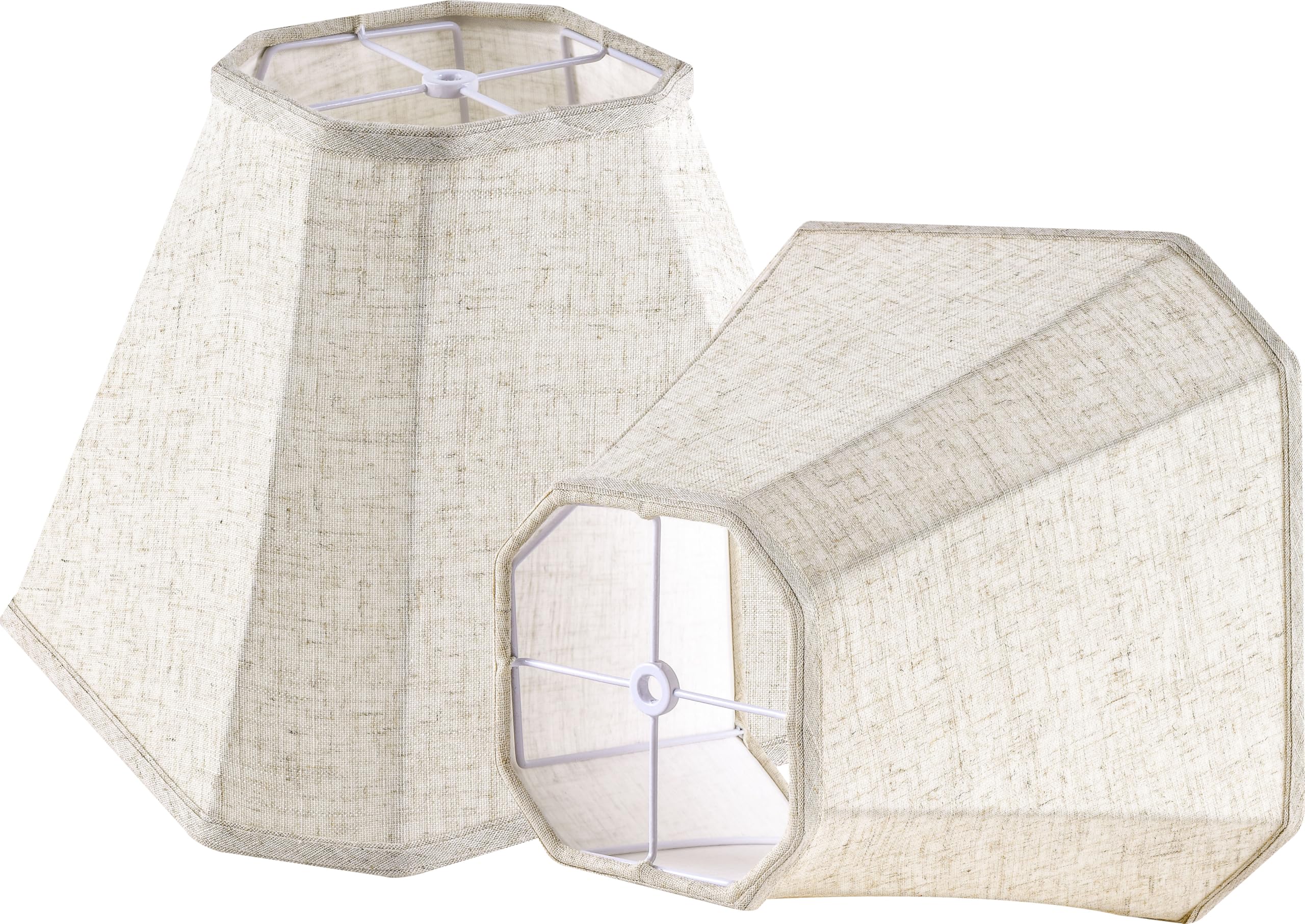 GO&SO Set of 2 Light Beige Lampshade Octagonal Bell Lamp Shades 6.5 Top x 13 Bottom x 11.2 Slant High x 10.5 Vertical High, Li