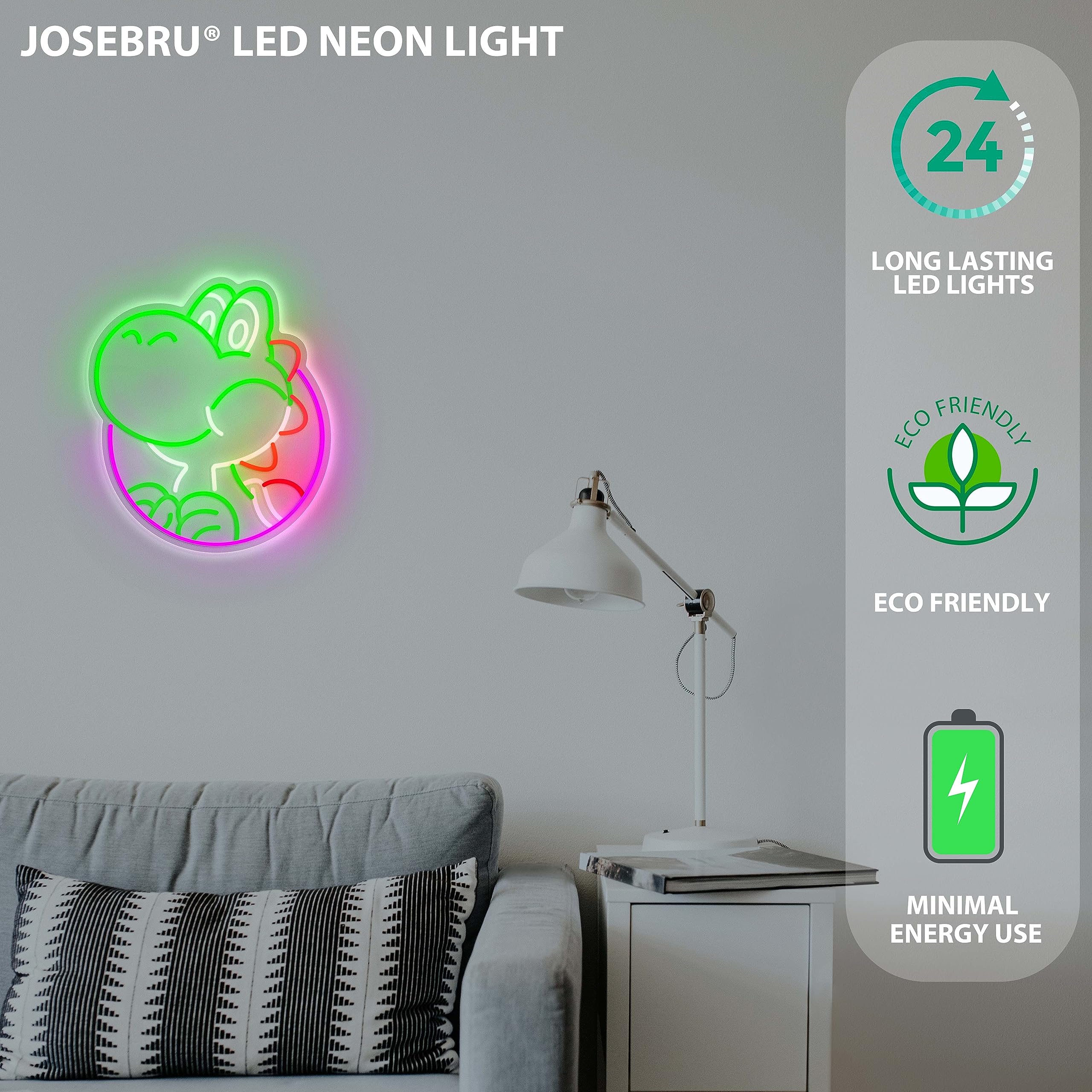 Josebru Dimmable Anime Neon Sign - Dinosaurs Led Wall Light For Kids Bedroom, Game Room Decor