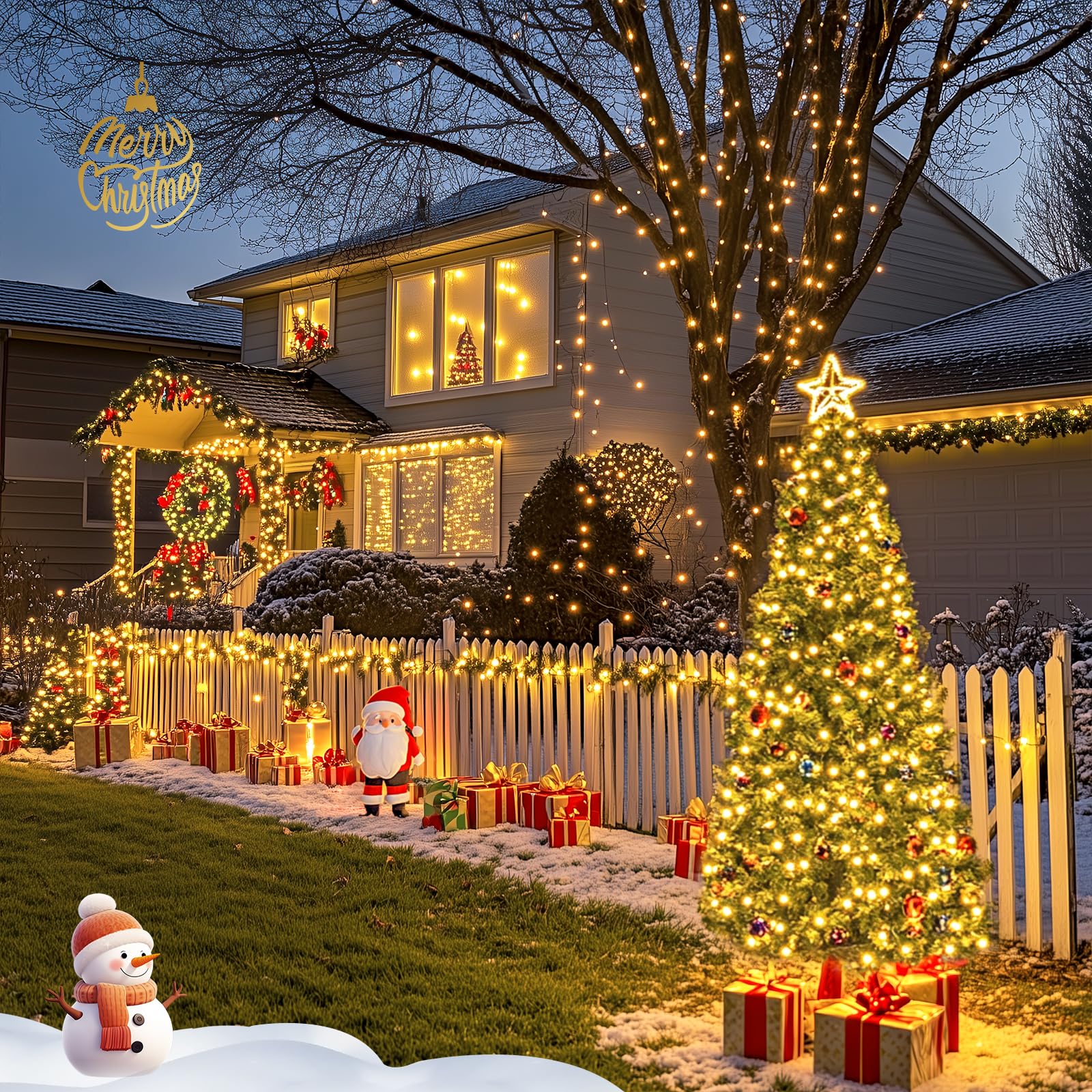 JMEXSUSS Solar String Lights, 100 LED, 33ft, Warm White, 2 Pack, Copper, Model EXS-S-0100 for Outdoor Christmas Tree, Yard, Garden,