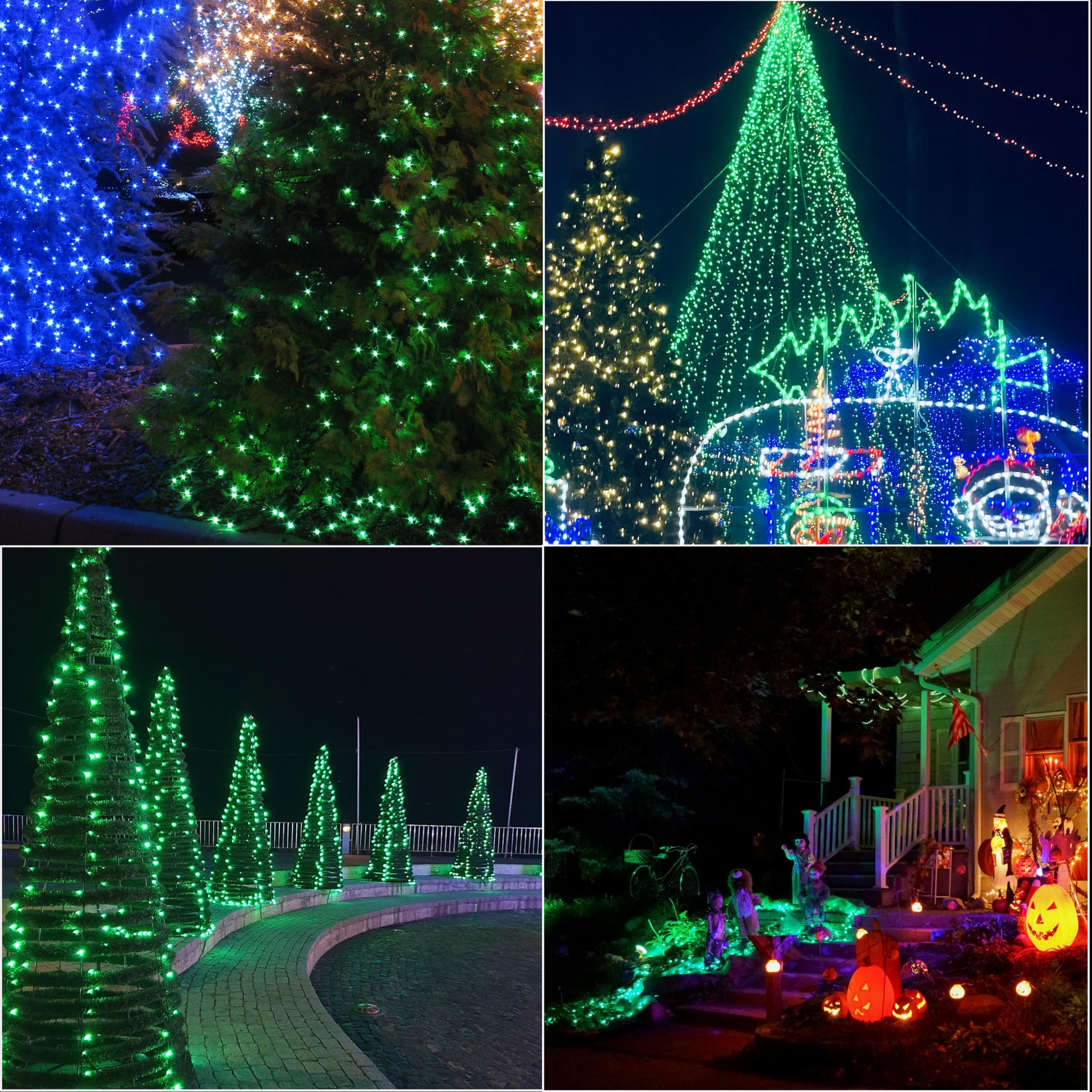 LAMPHOME 100 LED Mini String Lights, Green Copper Wire Fairy Lights with 11 Modes, Model YHLL-100F for Indoor/Outdoor Use