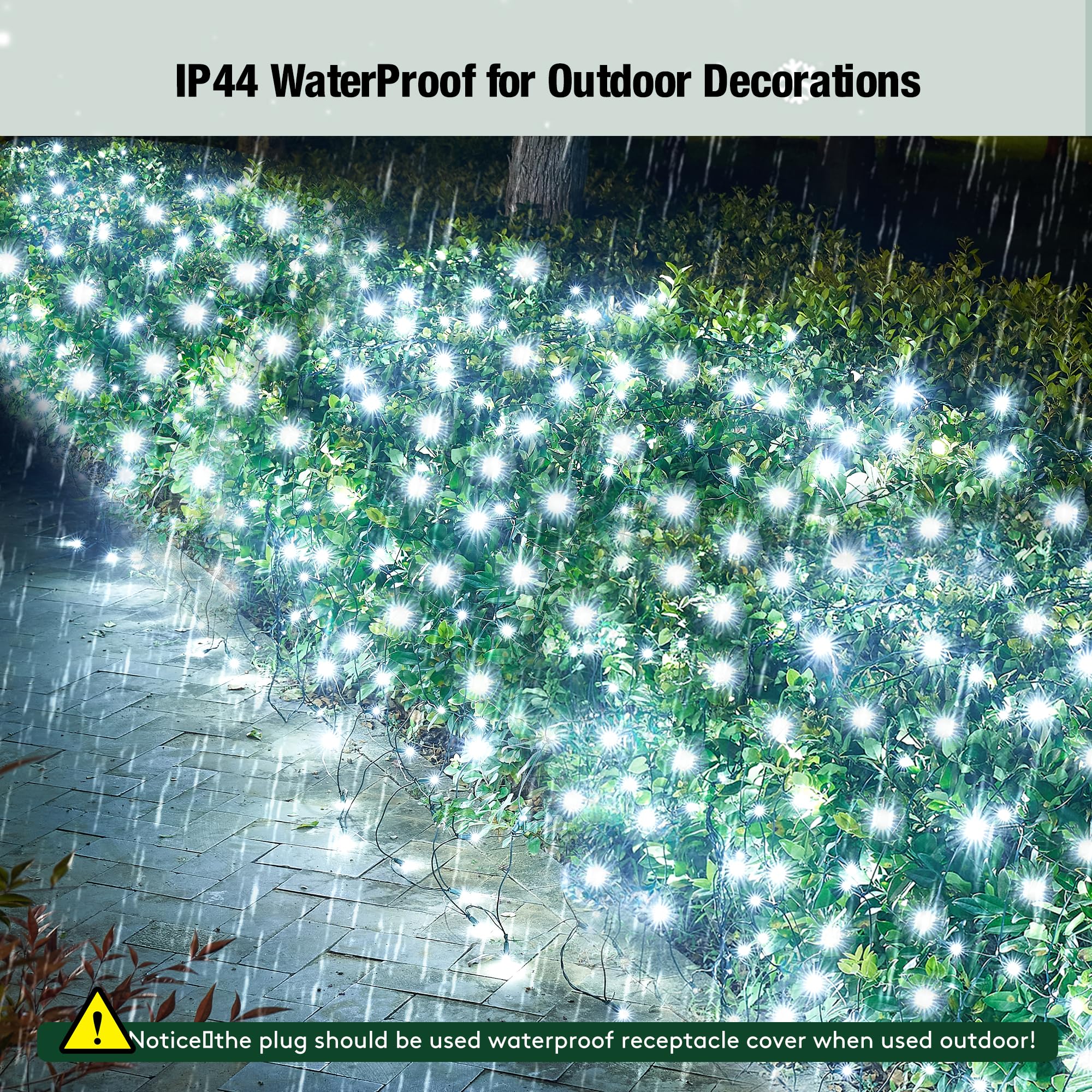 Sylampow Led White Christmas Net Lights Outdoor Christmas Bushes Lights 120Led 6Ftx5Ft, Connectable Outdoor Indoor Christmas Mes
