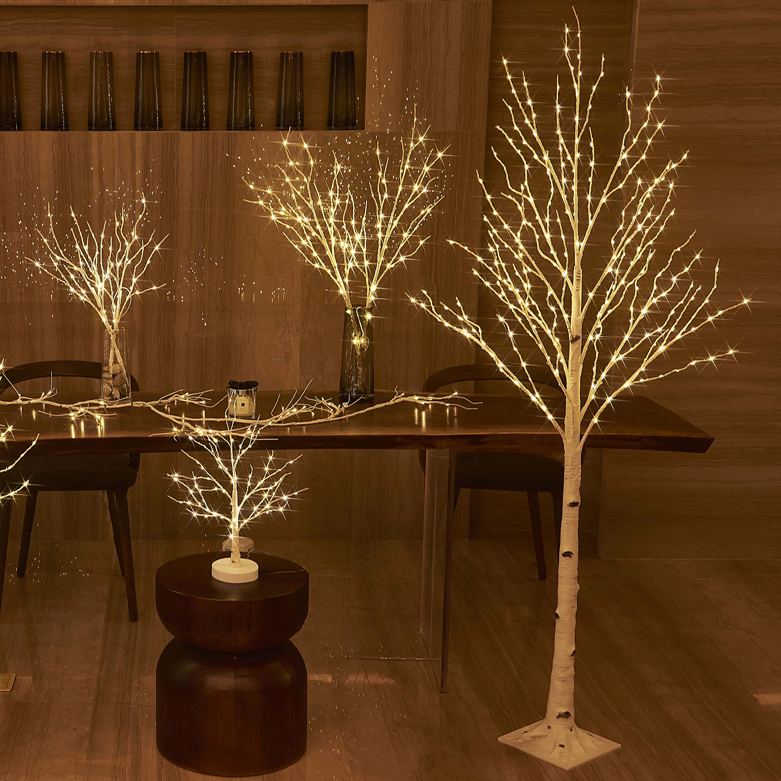 Baolitvine Birch Branch Lights With Timer Battery Operated 100 Led Fairy Lights, Lighted Willow Branches For Home Bedroom Fireplace Christmas Decoration Inside Outdoor