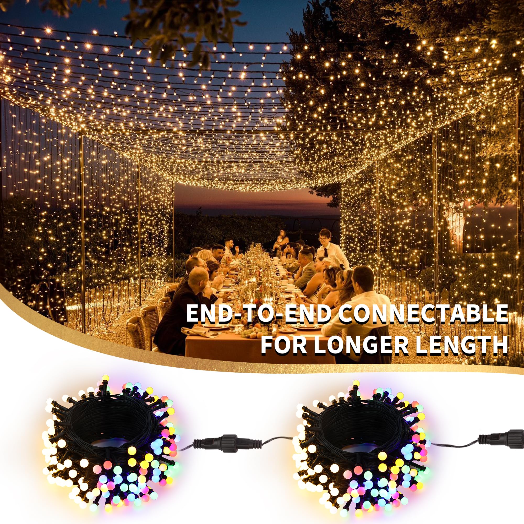Brizled 66Ft 200 Led Color Changing String Lights, Warm White & Colored Christmas Lights, Dimmable Berry String Lights, Connecta
