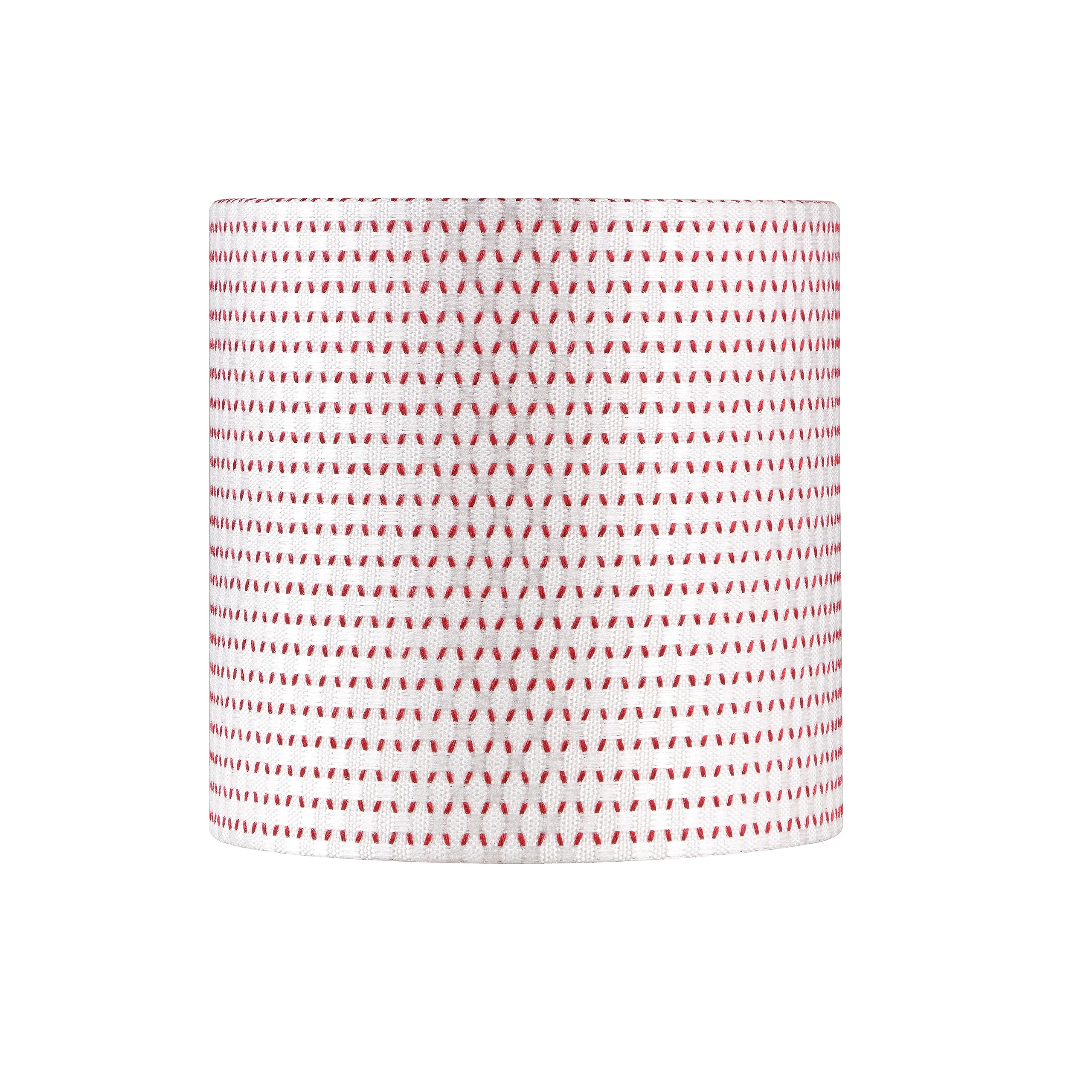 Aspen Creative Drum Lamp Shade, 8in Wide, White & Red, Jacquard Textured Fabric, Model 31617
