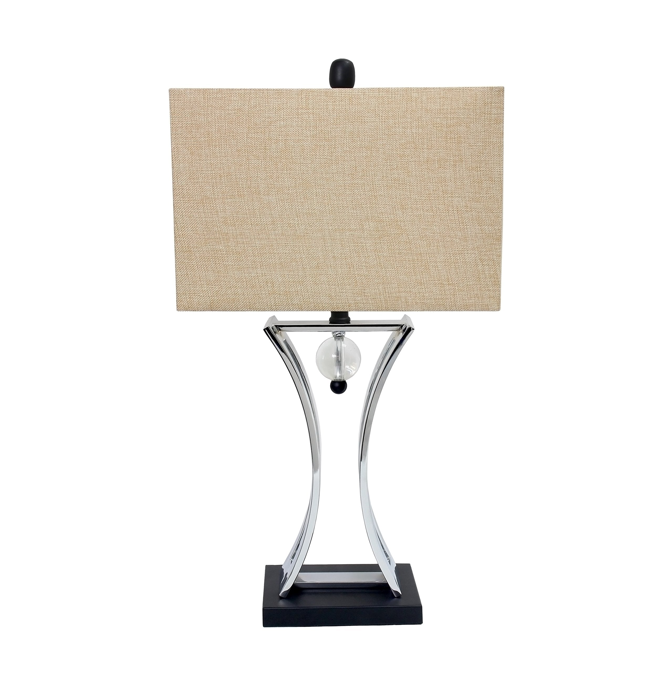 Elegant Designs Lt2001-Chr Conference Room Hourglass Shape Pendulum Table Lamp With Black Base, Brushed Chrome Finish