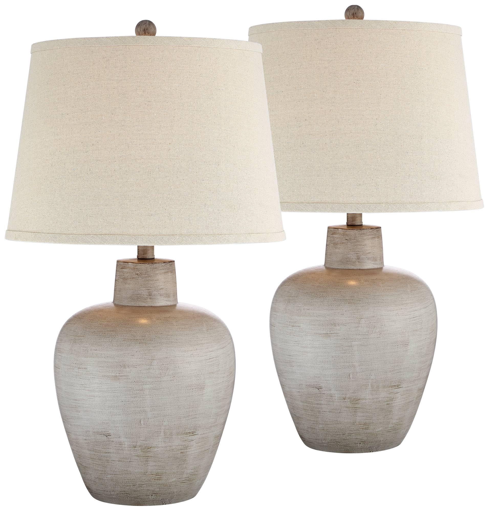 Regency Hill Glenn 27'' Tall Urn Natural Cottage Southwestern Table Lamps Set Of 2 Wifi Smart Socket Gray Terra Cotta Living Roo