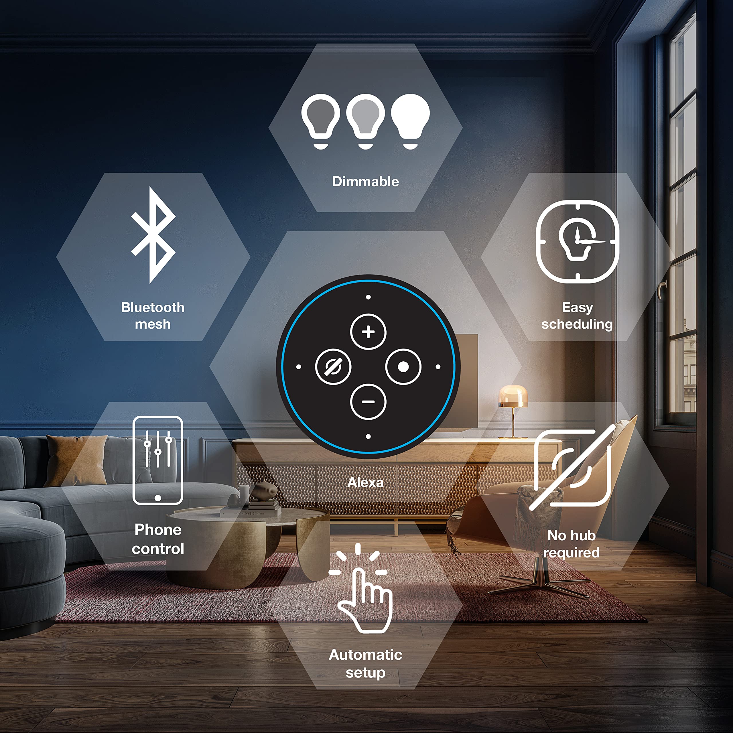 Sylvania Bluetooth Mesh Led Smart Light Bulb, One Touch Set Up, A19 60W Equivalent, E26, Soft White, Works With Alexa Only - 2 P