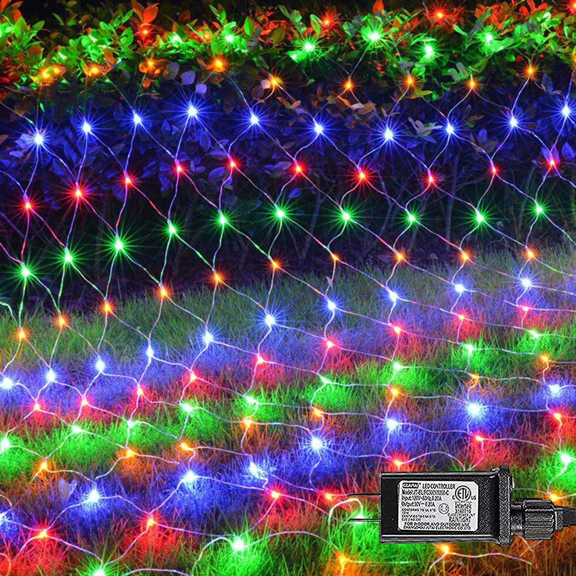 FUNPENY Christmas Net Lights, 12ft x 5ft, 360 LED, Waterproof, Multicolor, Model ZD-29V360NIF, Connectable Decorations for Outdoor Use