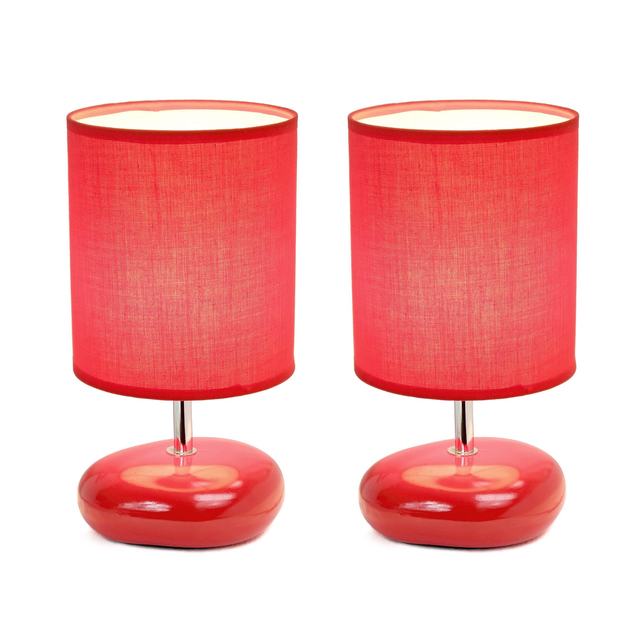 Simple Designs Lt2005-Red-2Pk Ceramic Table Lamp Set, Small Size, Red, 2 Pack