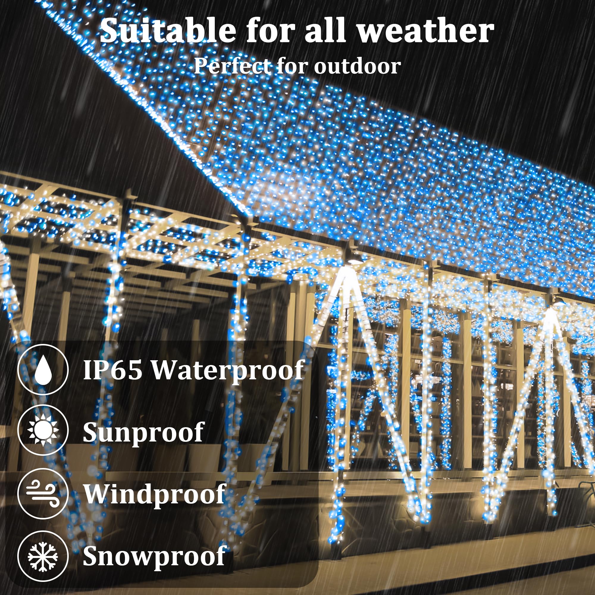 2-Pack 200Ft Solar String Lights For Outside, 600 Led Extra-Bright Solar Light Outdoor With 19 Modes & Timer, Waterproof Fairy Solar Lights For Garden Patio Tree Christmas Decorations Blue & White