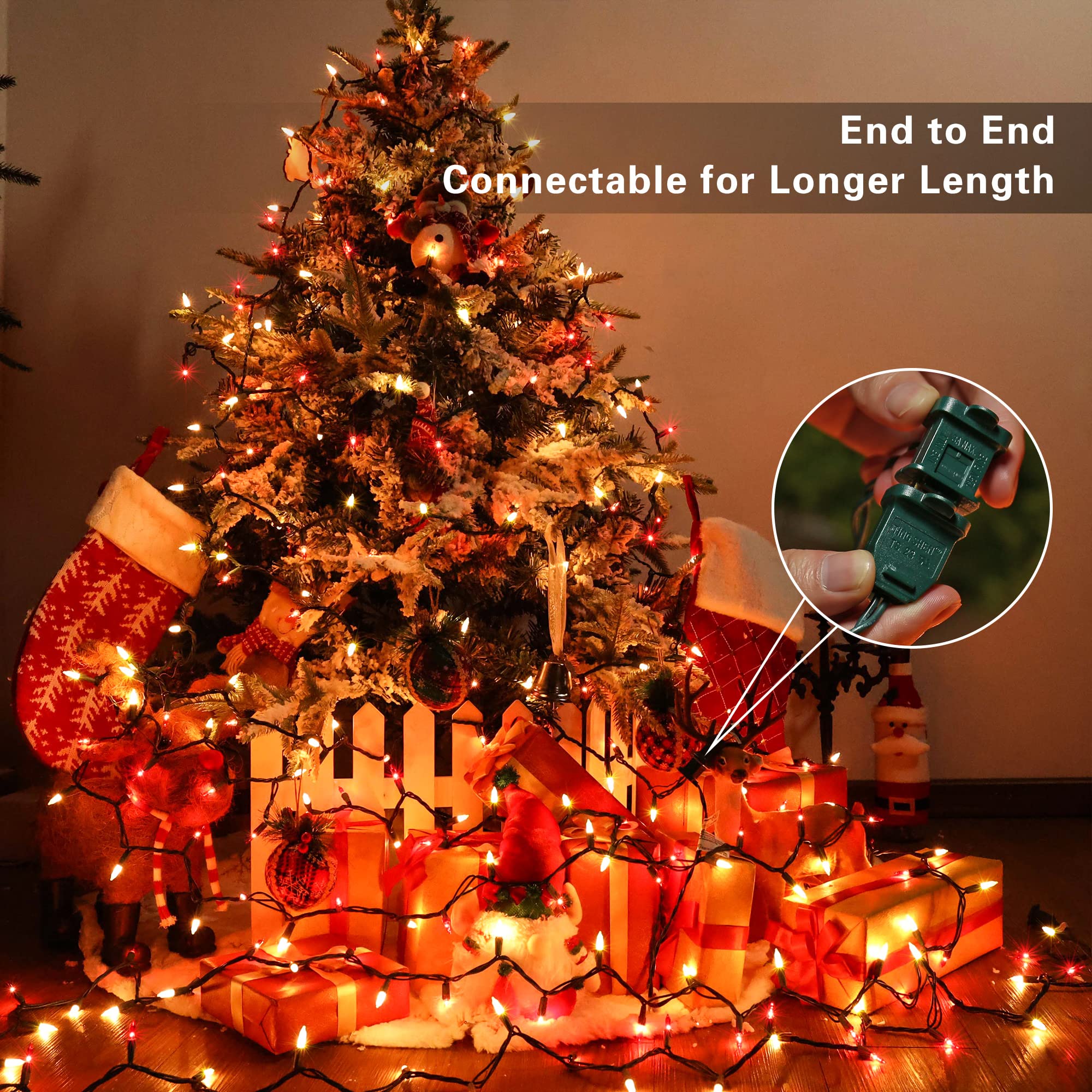 Odeetronic 100 Count Red & White Christmas Lights, 21.63Ft Incandescent String Lights, Ul Certified, Indoor/Outdoor Use