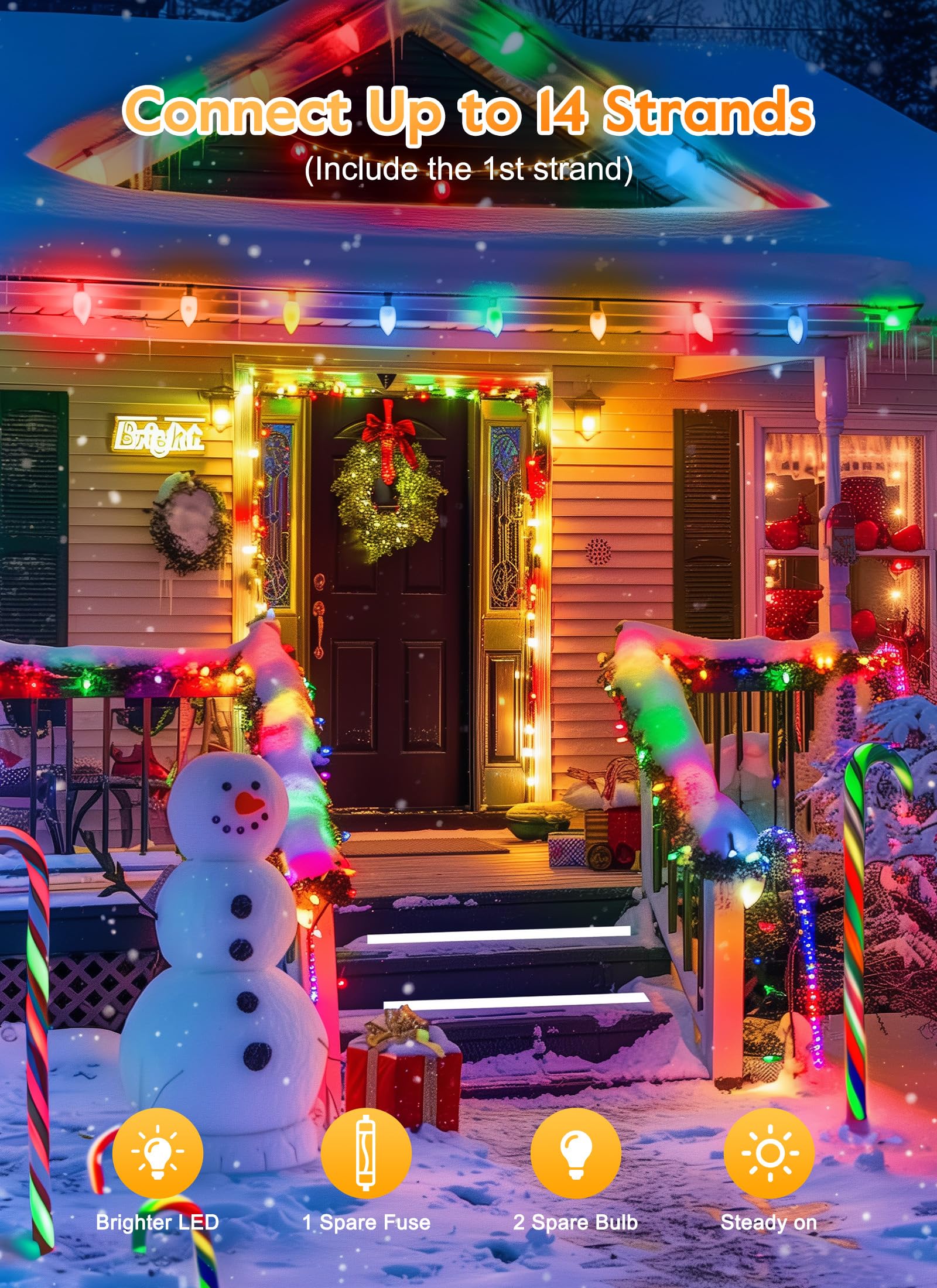 Vintage C9 Led Christmas Lights Outdoor  100 Feet C9 String Lights With 50 Shatterproof C9 Bulbs  Waterproof Connectable Christmas Tree Lights For Outside Roofline Patio Xmas Decorations  Multicolor