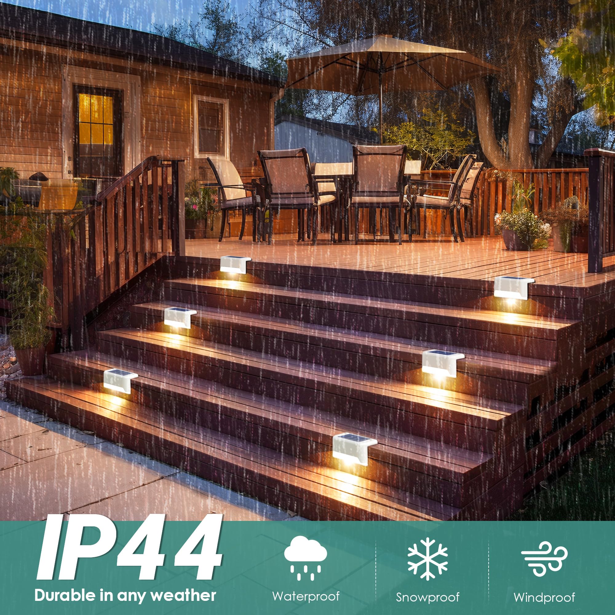 SOLPEX Solar Fence Lights Outdoor, Waterproof LED Deck Lights, 16 Pack, Warm White, Model 9787, for Stair, Balcony, Yard, Garden Decor
