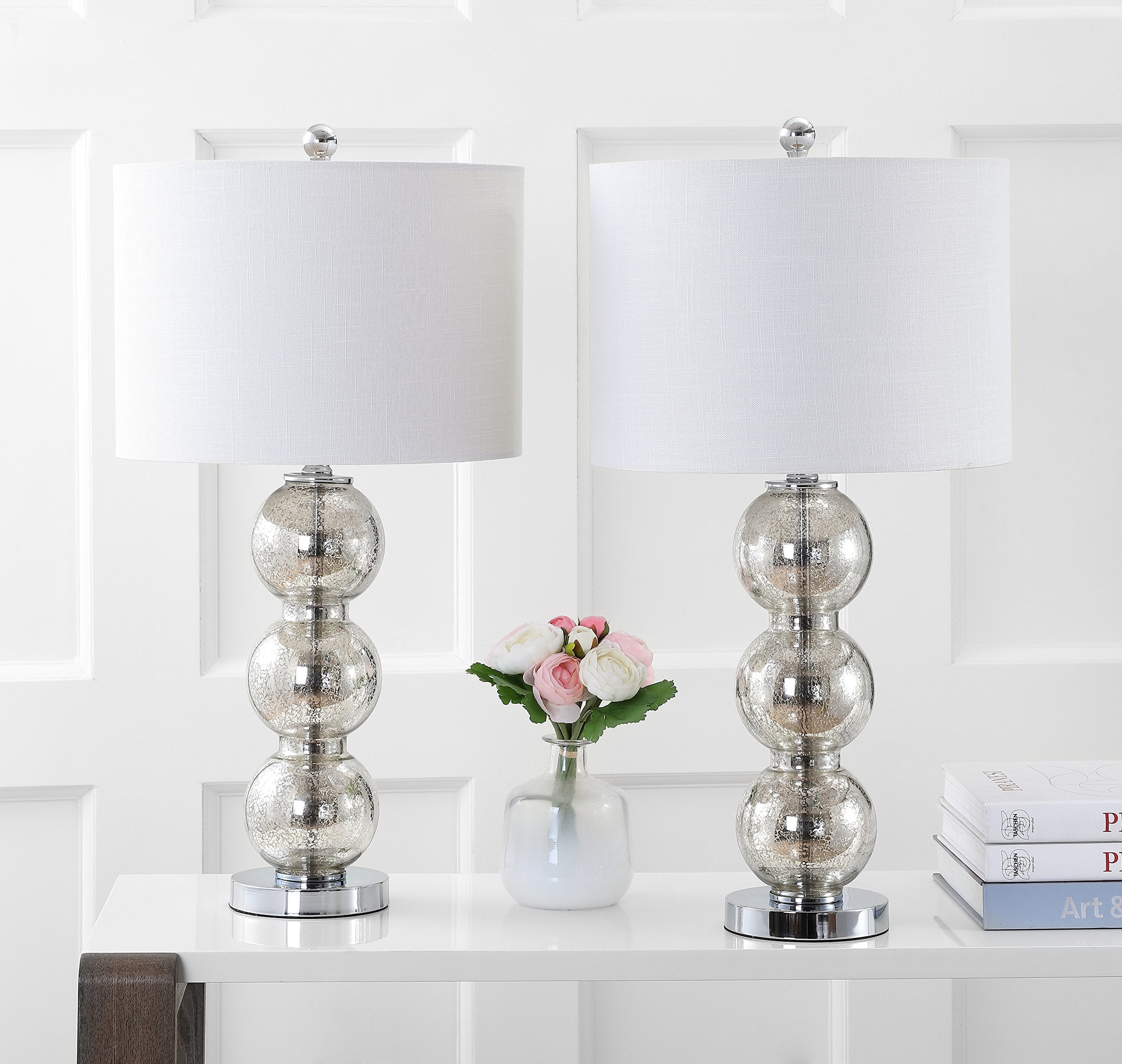 Jonathan Y Jyl1070B-Set2 Set Of 2 Table Lamps Bella 27'' Glass Triple-Sphere Led Table Lamp Contemporary Bedside Desk Nightstand
