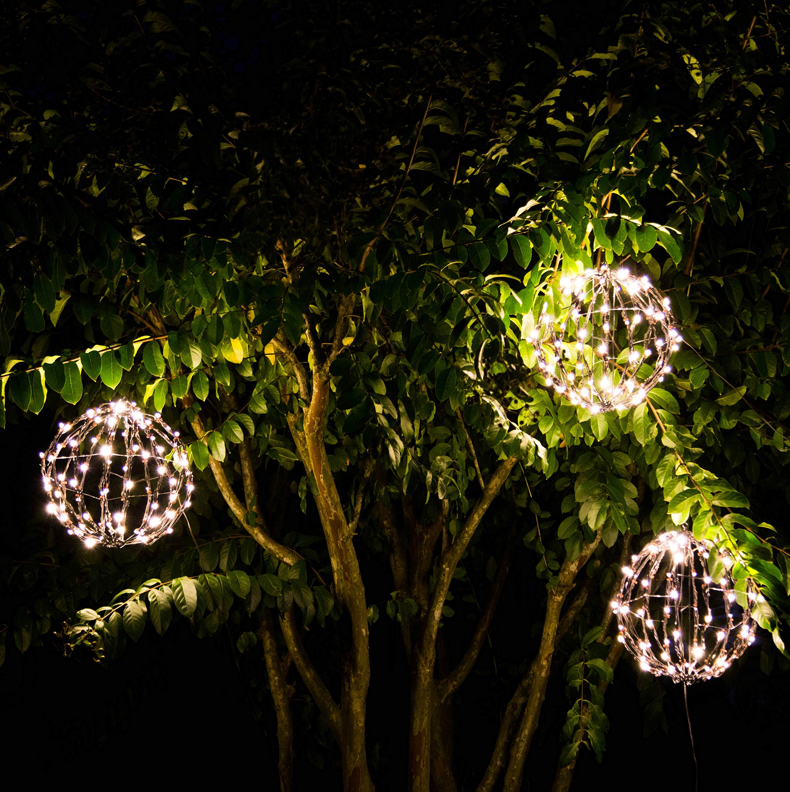 Elf Logic LED Christmas Light Balls, 12 Inch, Waterproof, Warm White, 3 Pack, Indoor/Outdoor Decor