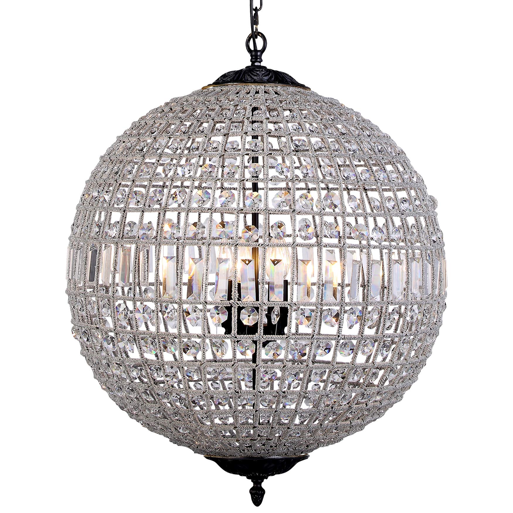 Elegant Lighting 5-Light Pendant Lamp, Dark Bronze Finish, 24in Depth x 33.5in Height, Crystal, Model 1205D24DB/RC