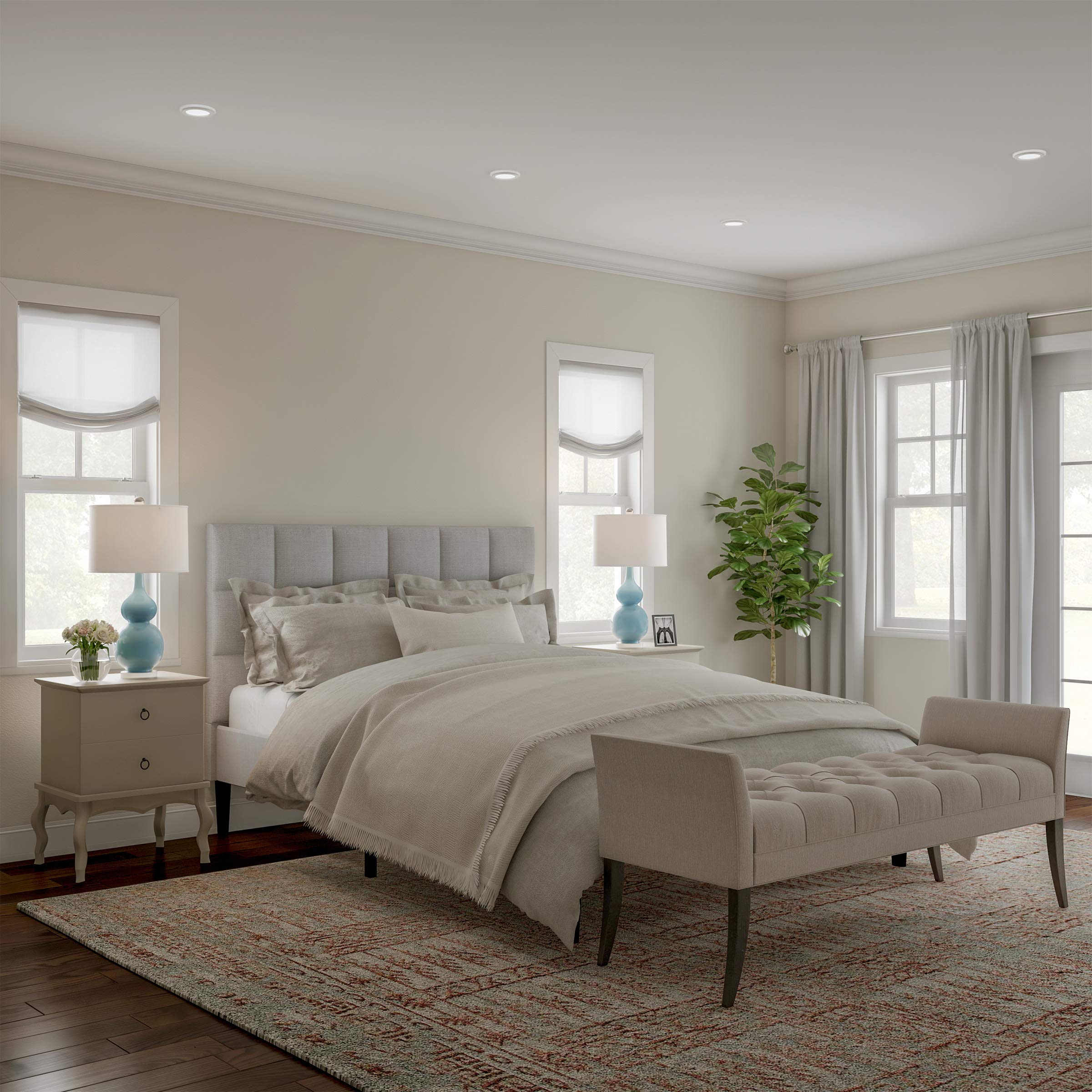 Lavish Home Set Of 2 Ceramic Table Lamps - Double Gourd Vintage Style Lights For Bedroom, Living Room, Or Office With Efficient Led Bulbs (Blue)