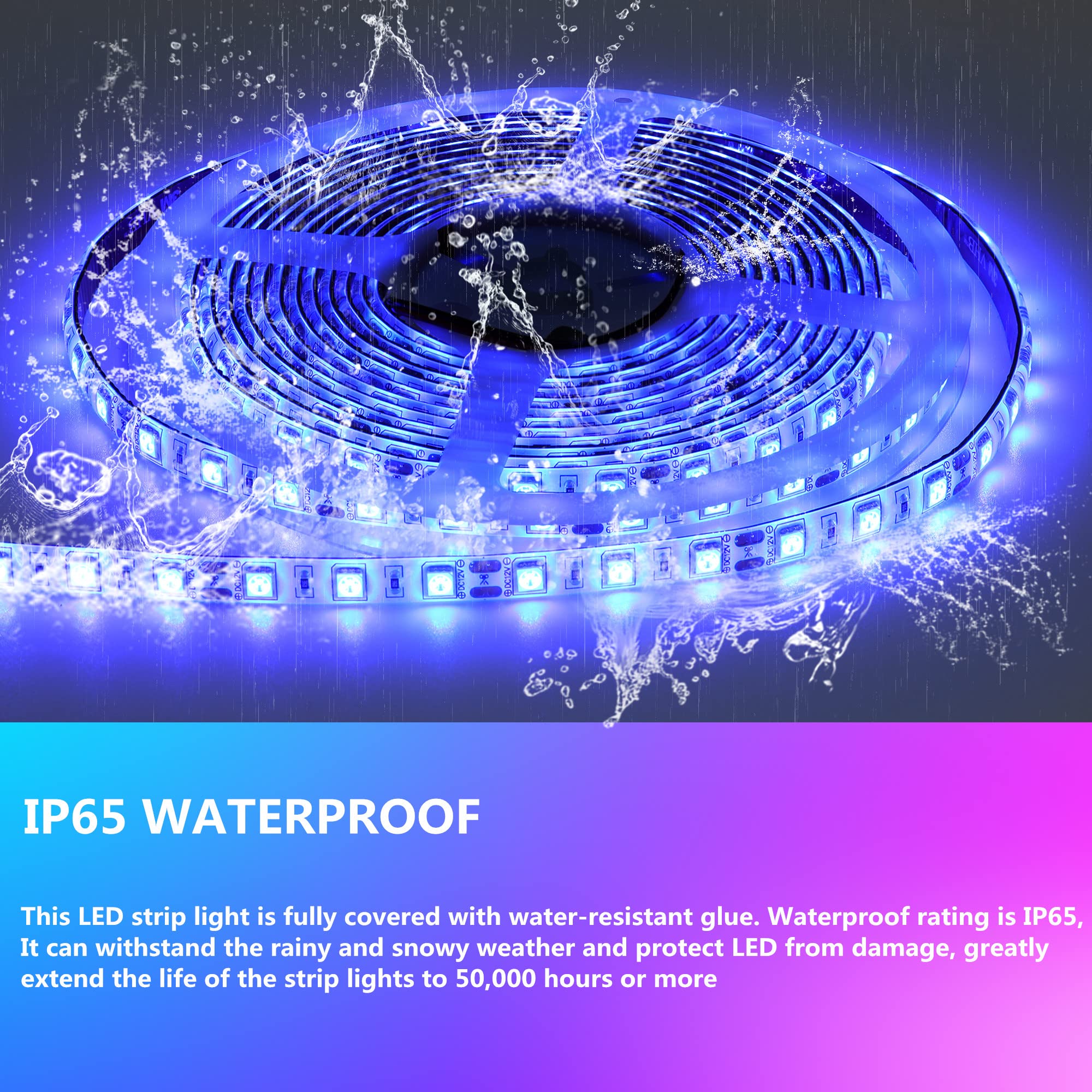 HOKIION Pontoon LED Boat Lights, 12V 20FT Waterproof Strip Light, Blue, Model HK3273TEJFRHD