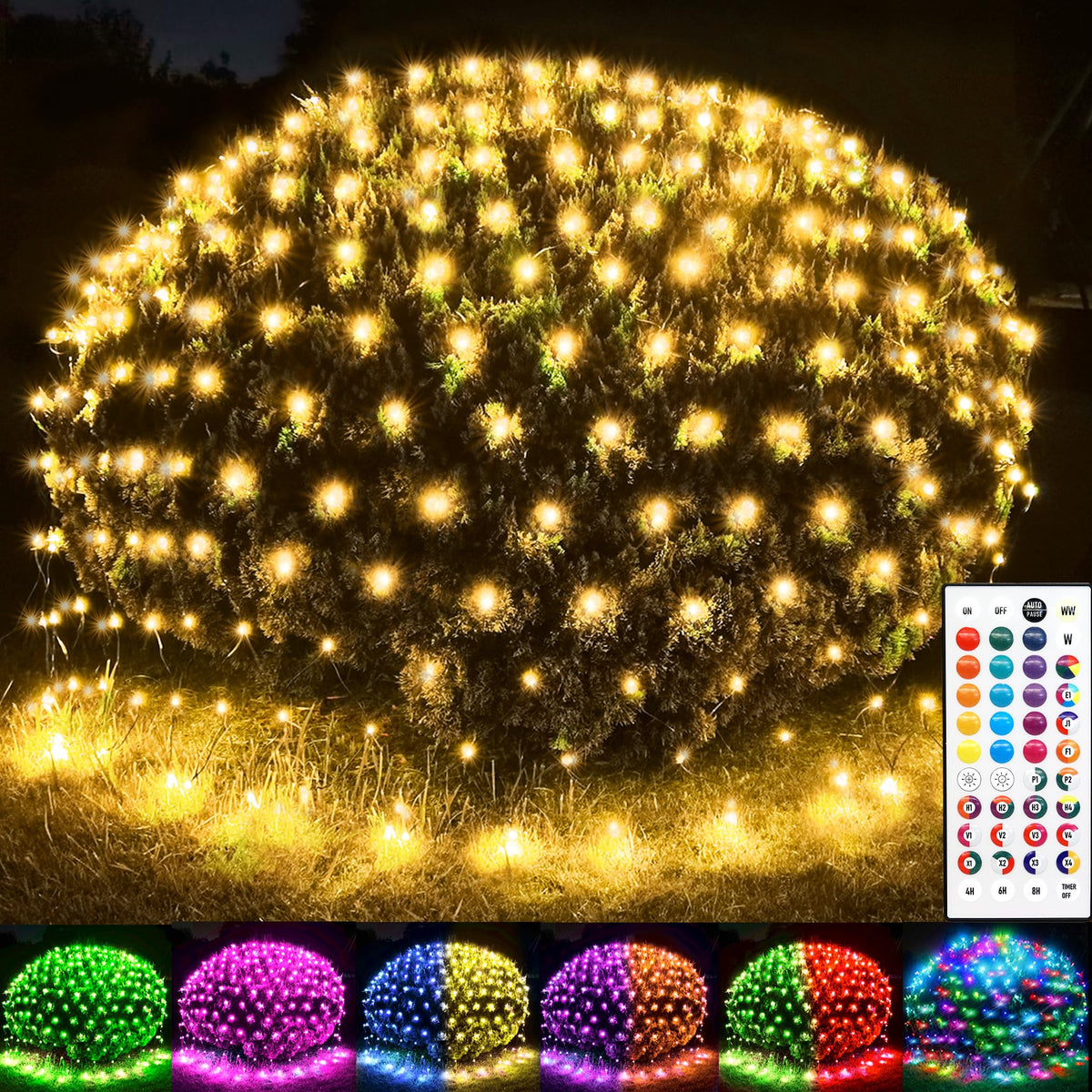 204 Led Net Lights 35 Colors Changing Christmas Net Lights Outdoor 9.8 ...