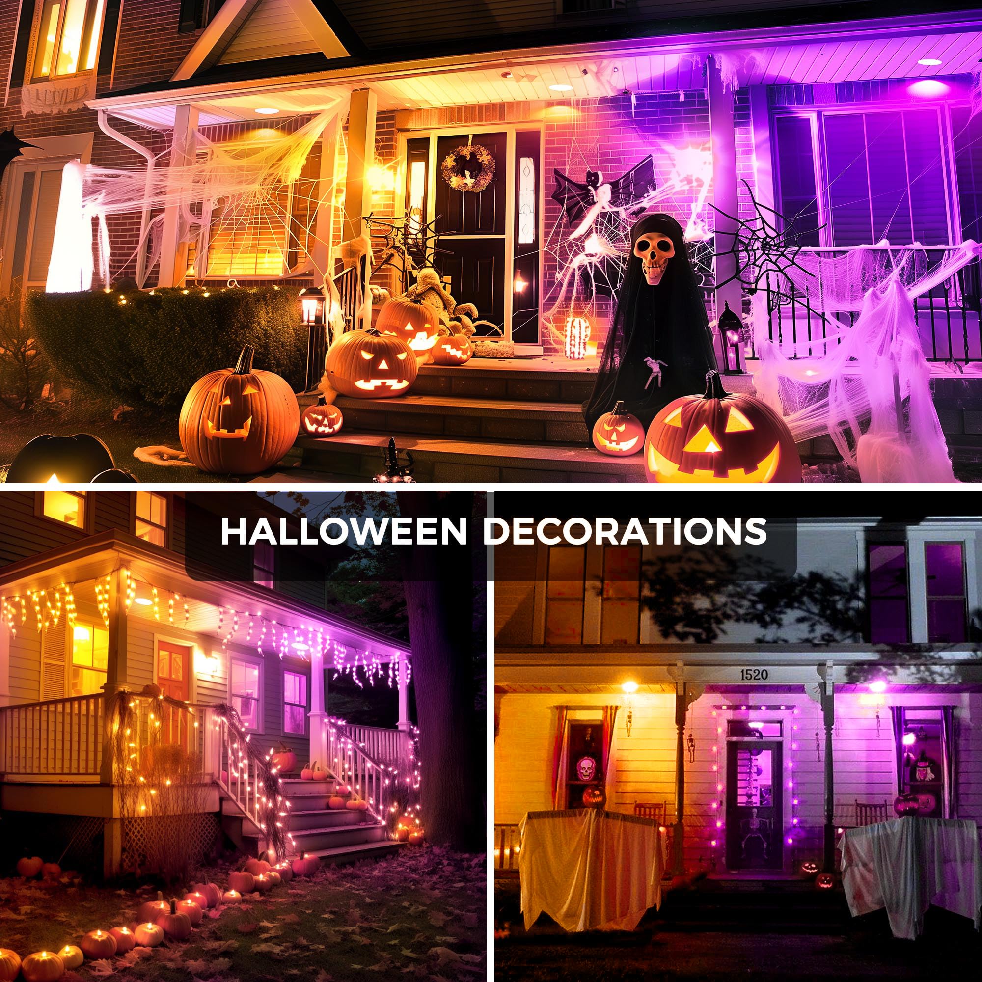 Orange Purple Halloween Light Bulb  15W(150W Equivalent) Led Par38 Flood Lights Outdoor E26 Base Colored Led Bulbs For Halloween  Christmas Decorations  Party Holiday Lighting  No-Dimmable  2 Pack