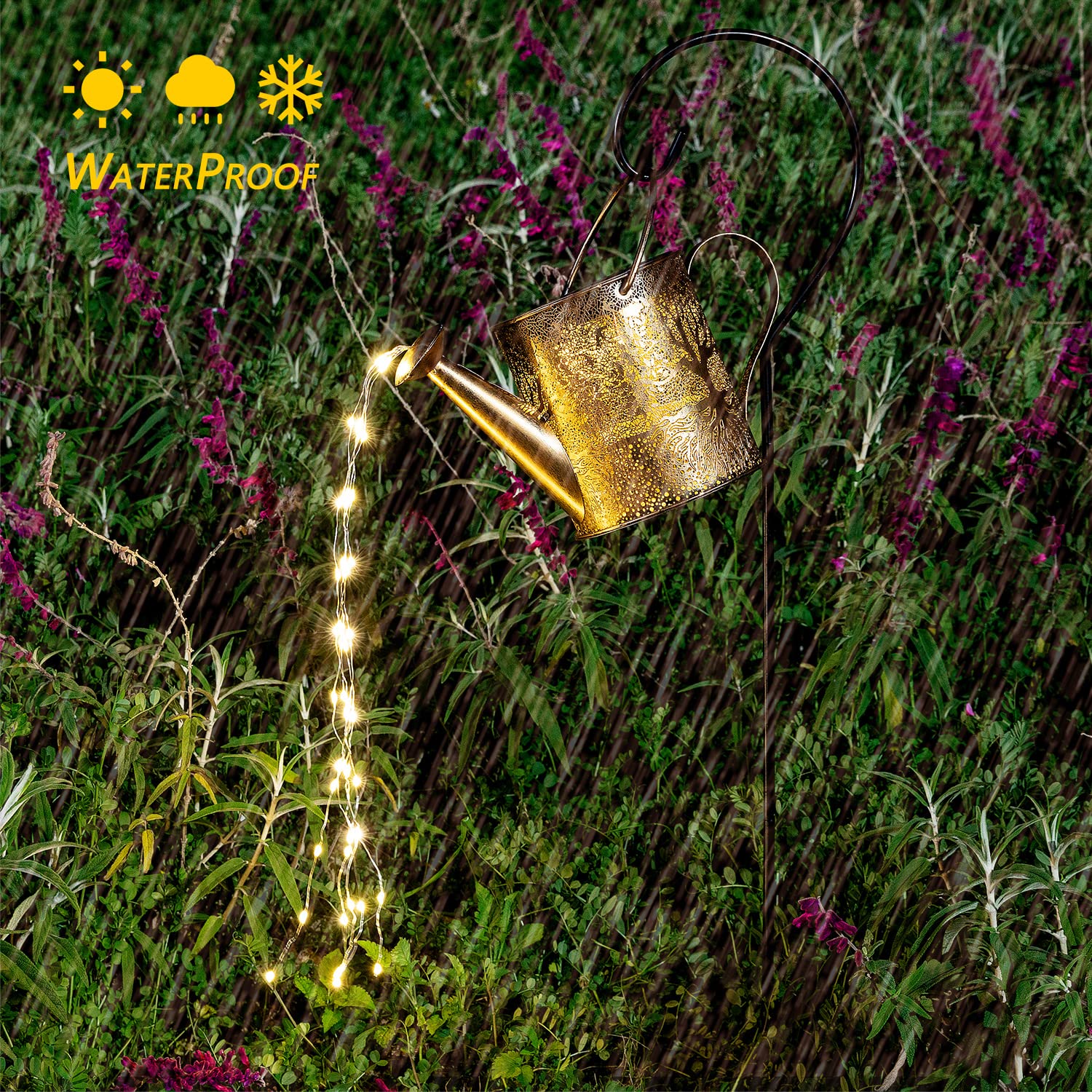 Solar Lights Outdoor Garden Decor, Large Waterproof Watering Can Landscape Lights Outside Decorations For Yard Front Porch Patio