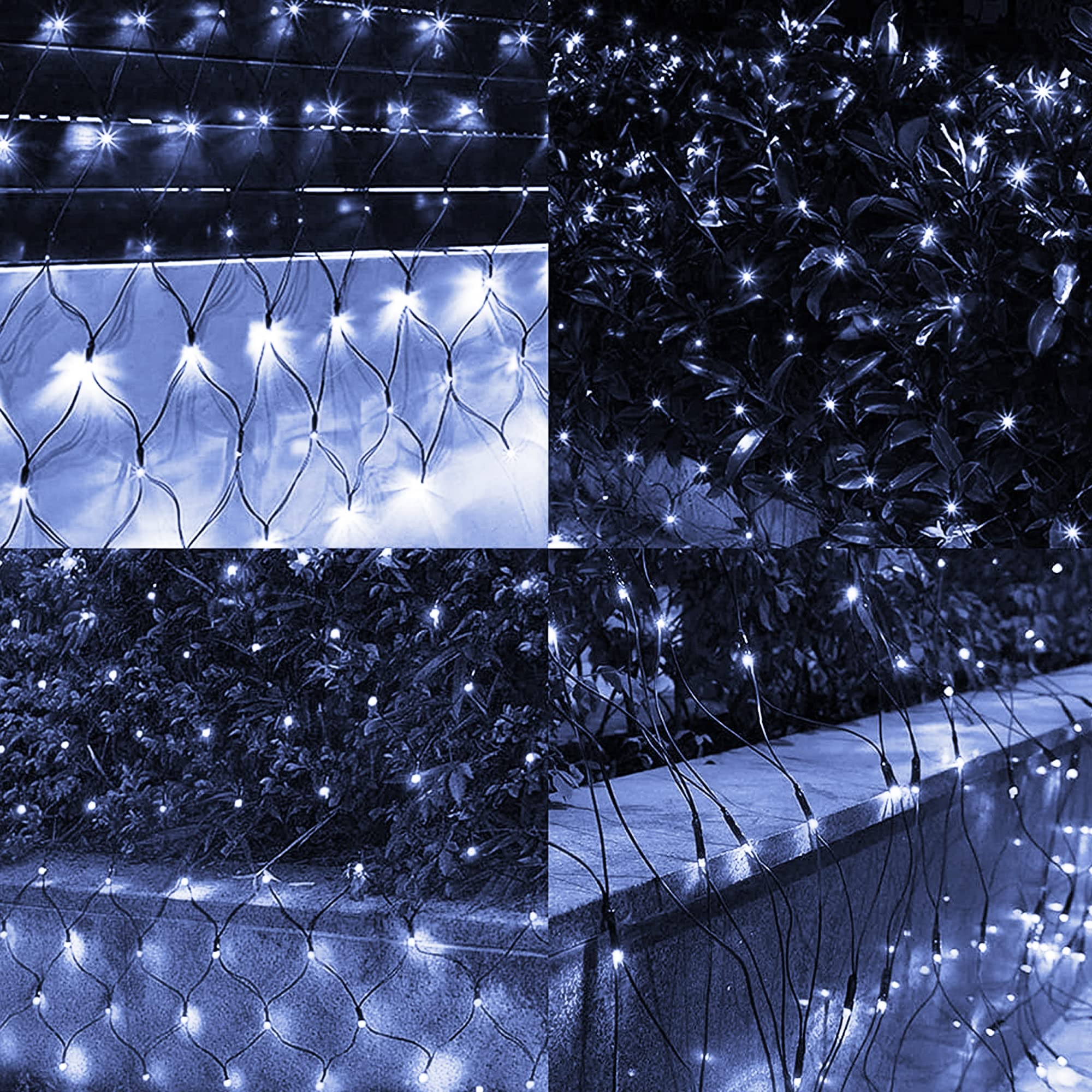 Dazzle Bright Christmas Net Lights, 360 Led 12Ft X 5 Ft Green Wire Waterproof Connectable String Lights With 8 Modes, Christmas