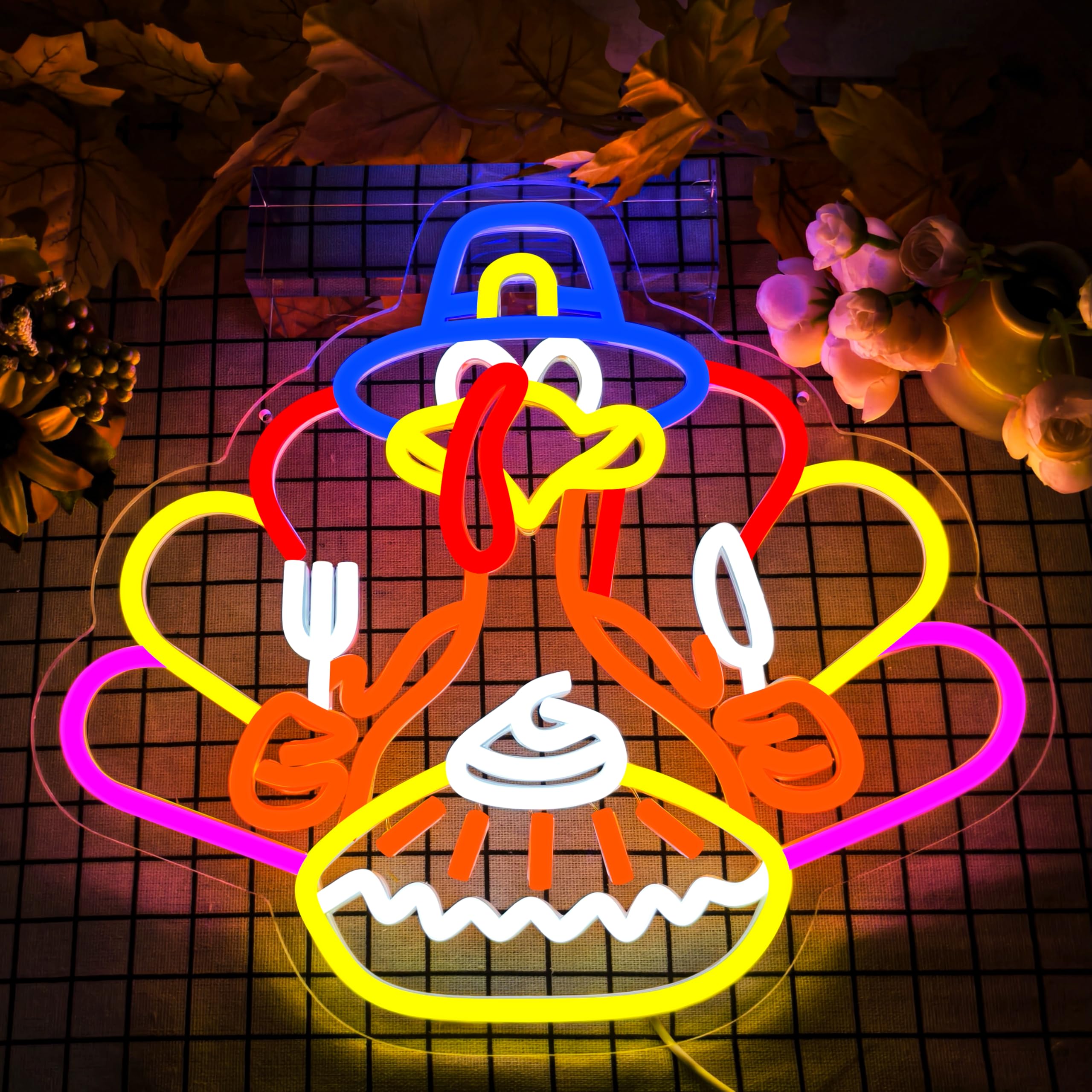 Thanksgiving Turkey Neon Sign Thanksgiving Turkey Decoration Dimmable Thanksgiving Neon Light For Autumn Room Bedroom Table Wall Decor Home Party