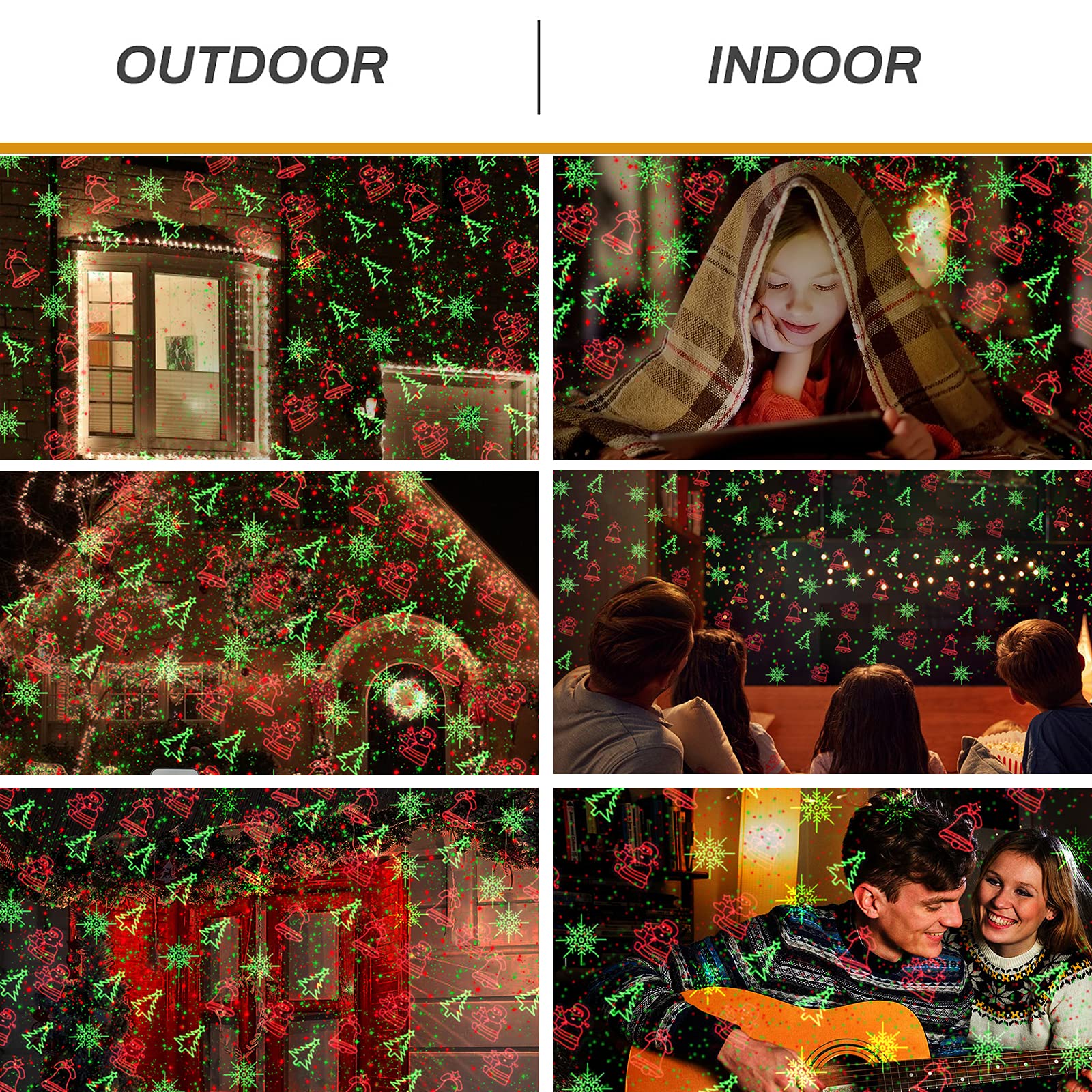 Christmas Lights Projector Outdoor, Waterproof Christmas Laser Lights With Remote Control For Outdoor Outside Christmas Decorati