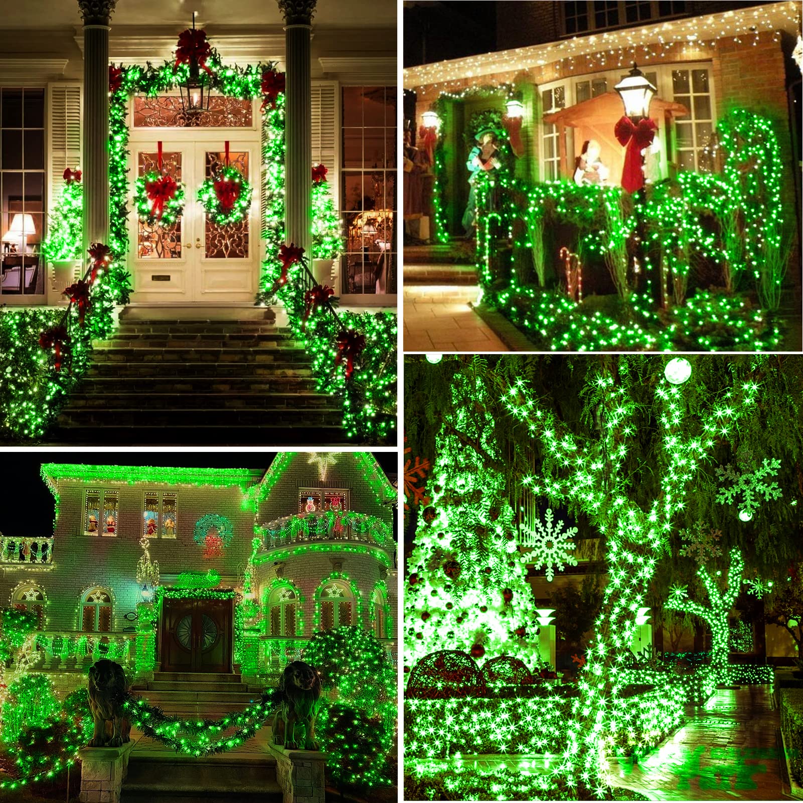 KNONEW 300 LED Outdoor Christmas Lights, 99ft String, Waterproof, 8 Modes, Green, Model 68KN-168LIG-NIU