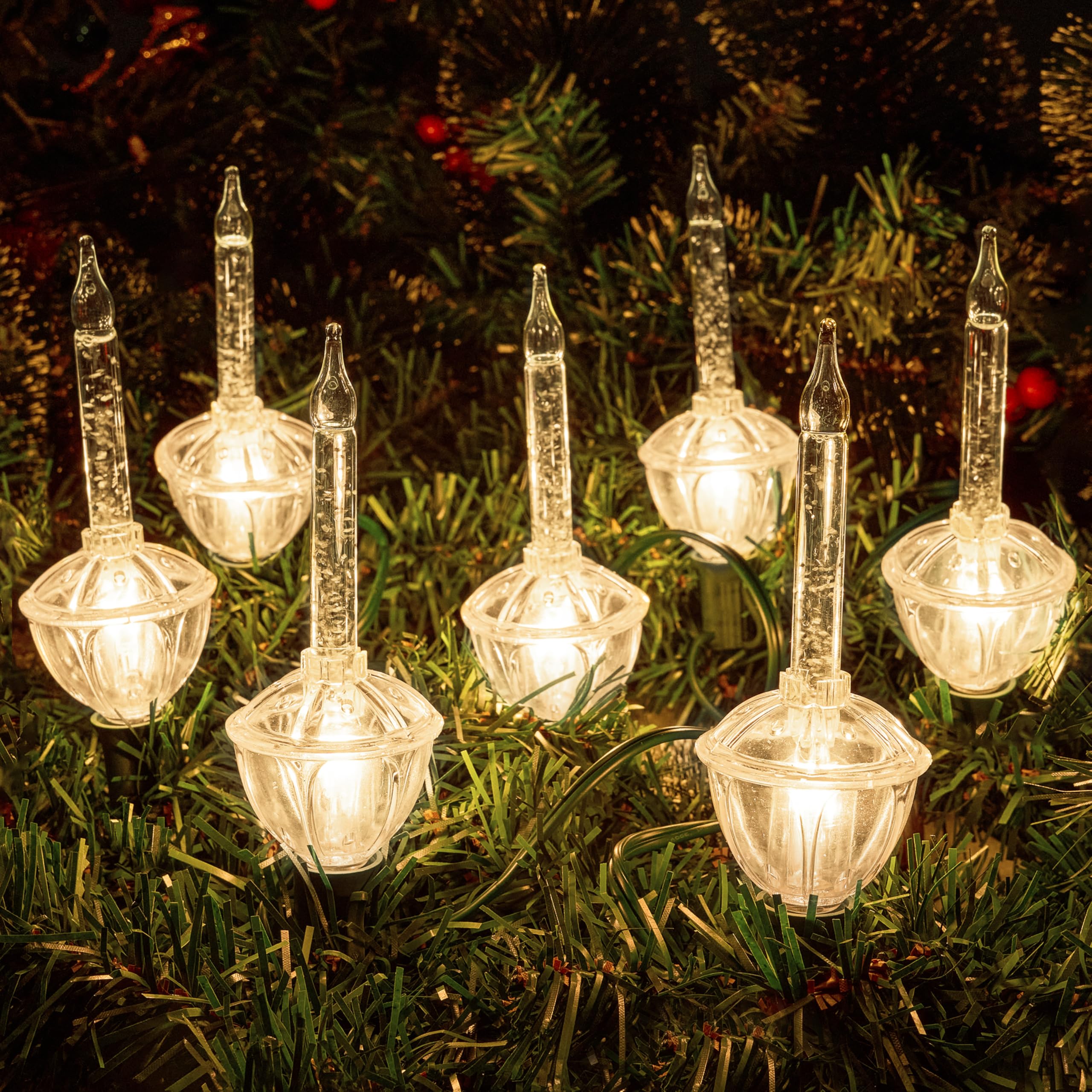 Joiedomi Vintage Christmas Bubble String Lights - 7 Clear Bulbs With Glitters For Holiday Decor