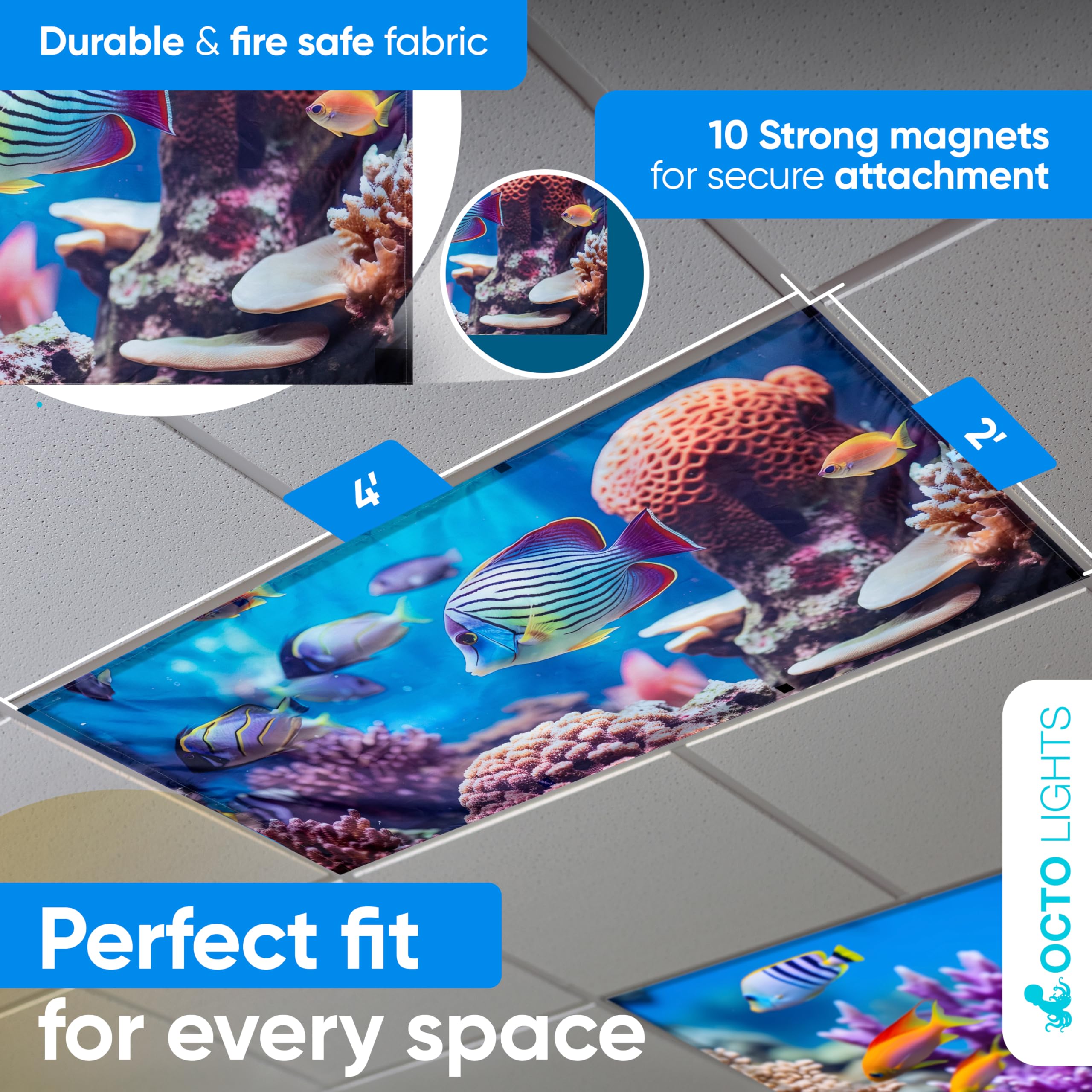 Light Covers For Ceiling Lights Classroom - Magnetic Ocean Cover For Fluorescent Or Led Fixture - Must Haves For Teacher Supplie
