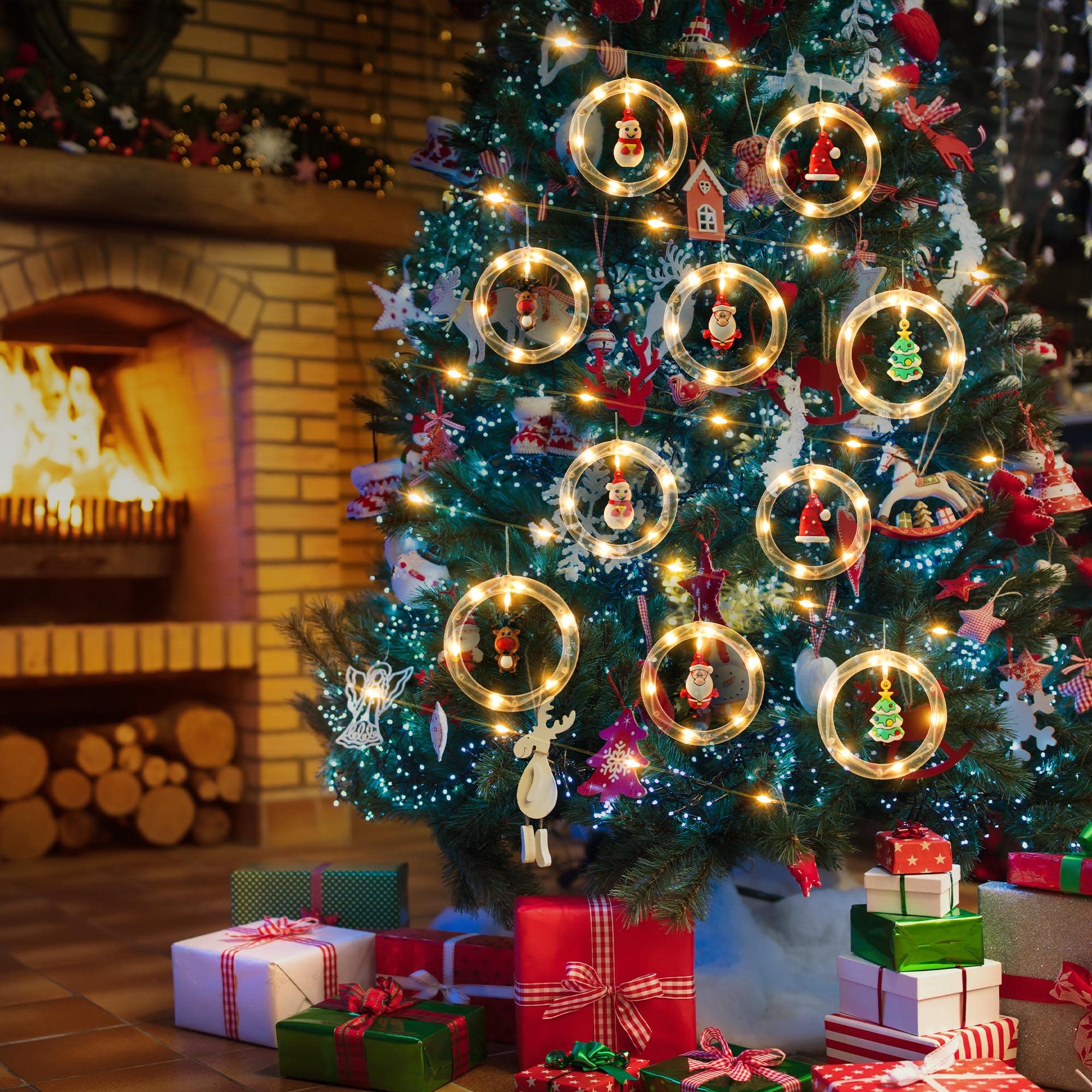 Christmas String Curtain Lights Indoor: Led Fairy Hanging Twinkle Xmas Light For Tree Window Bedroom Outdoor Decorations Usb Plug (Yellow)