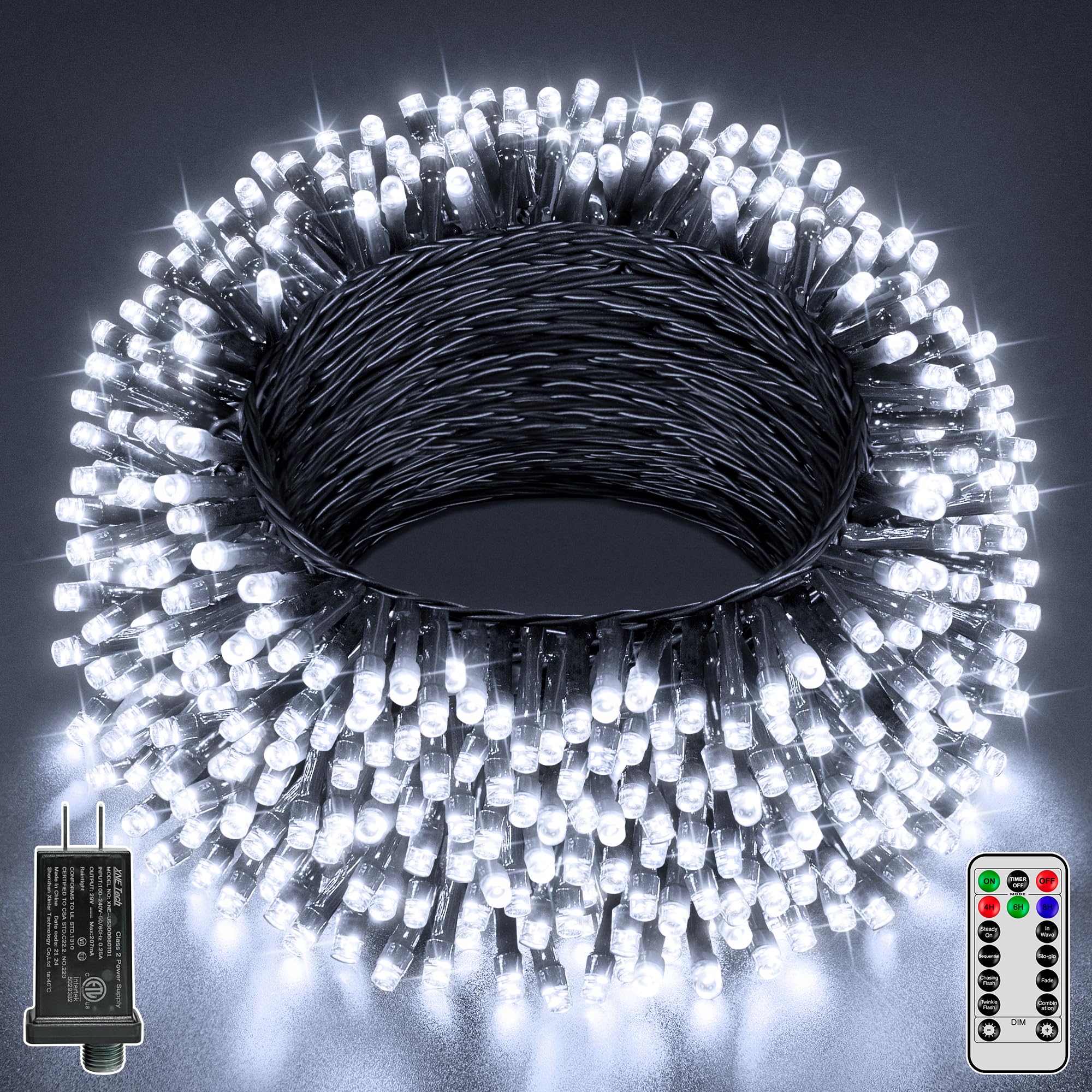 Guhope Christmas Lights 66Ft 200 Led  Christmas Tree Light With 8 Lighting Modes  Outdoor Waterproof String Lights With Remote And Timer  Fairy Light For Holiday Decor (Cool White)