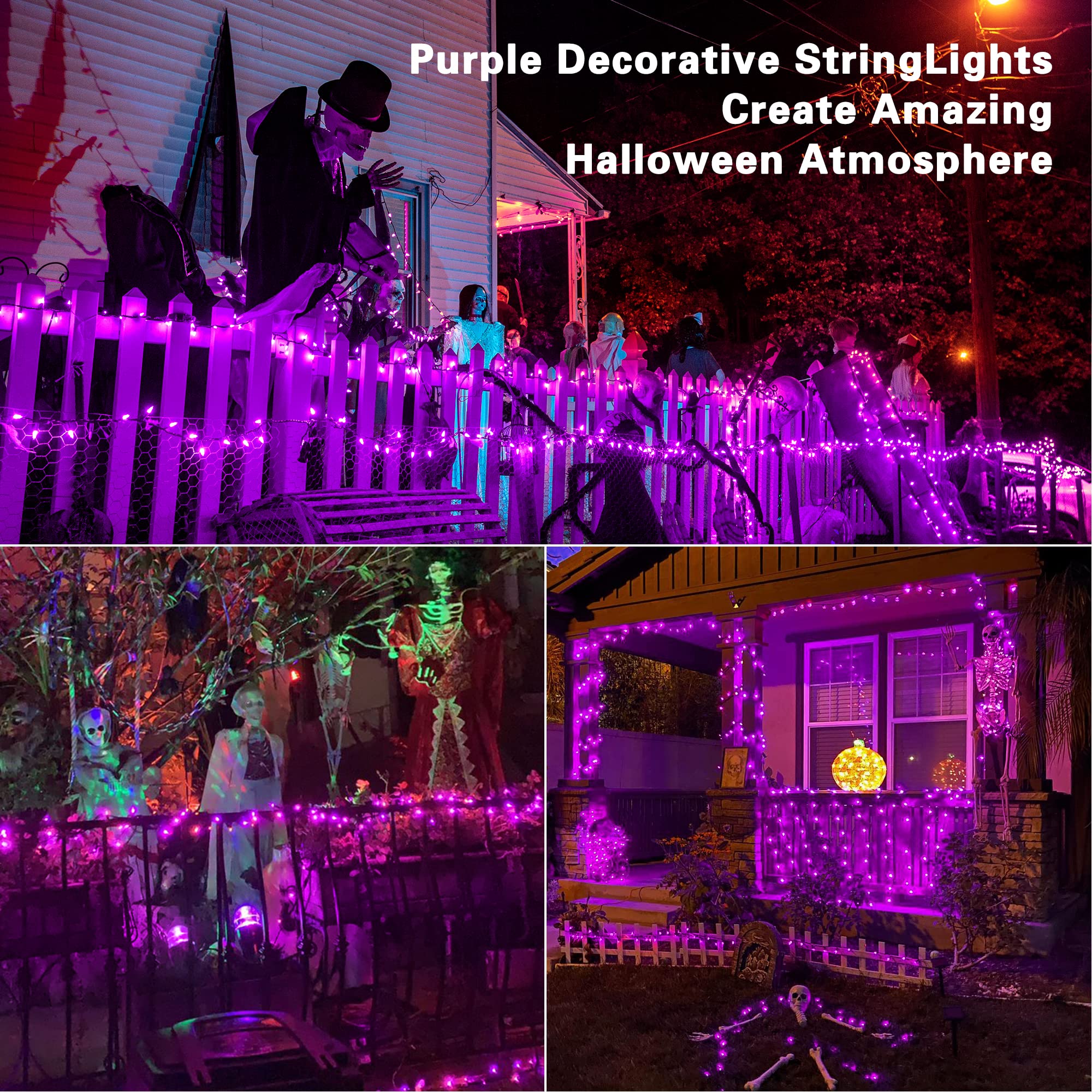 Brizled Purple String Lights, 100 LED 33ft Outdoor Christmas Lights, UL Certified, Model TSD-100W-3/S-FT19